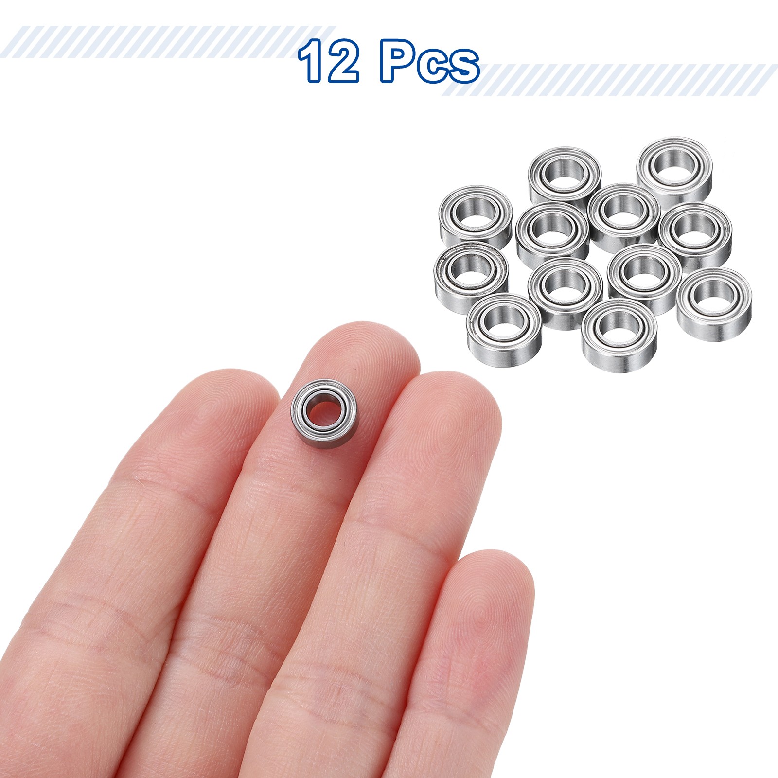12Pcs MR84ZZ Deep Groove Ball Bearings, 4mm ID 8mm OD 3mm Width Bearing