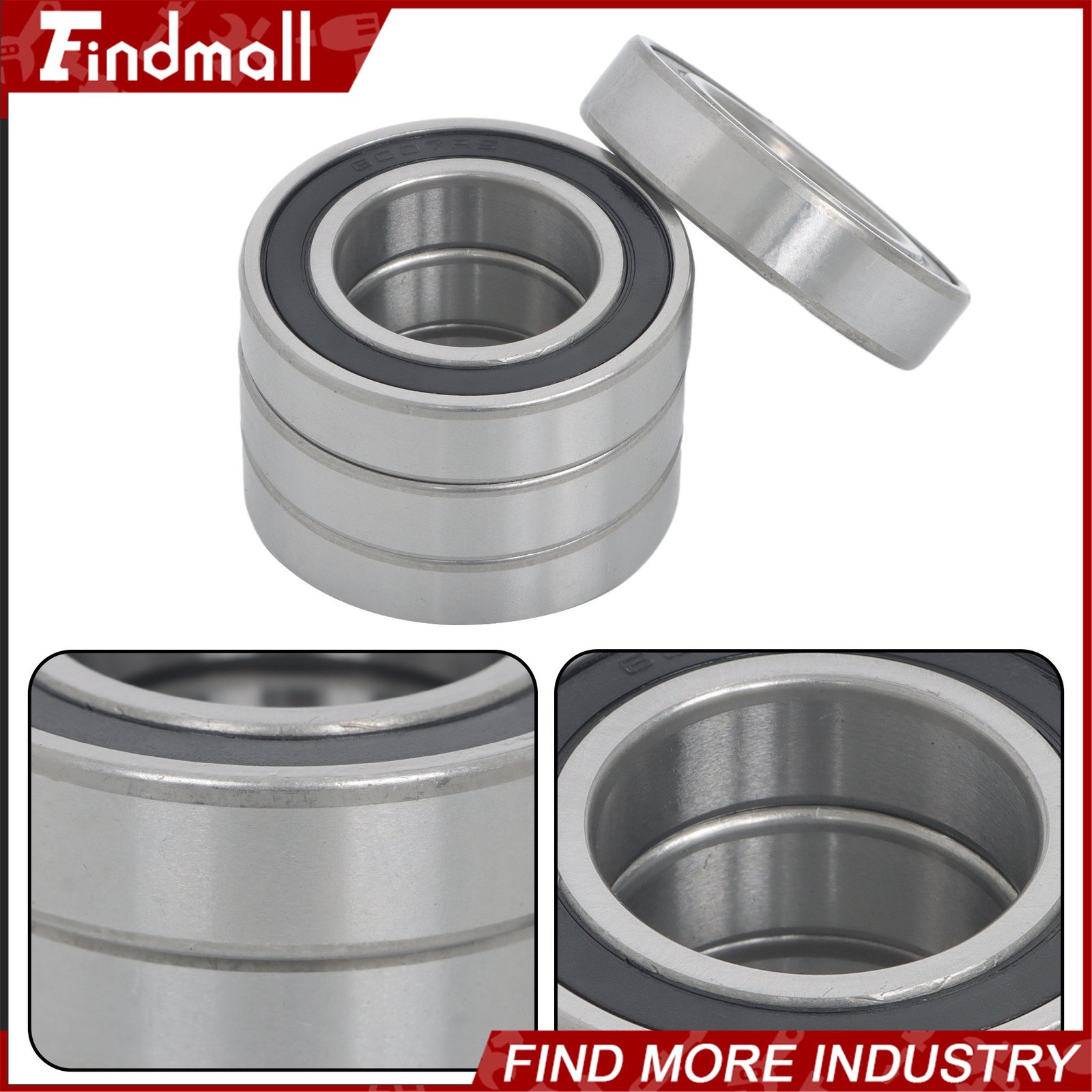 Findmall 6007-2RS Deep Groove Bearings 10pcs 35x62x14mm Rubber Sealed Set