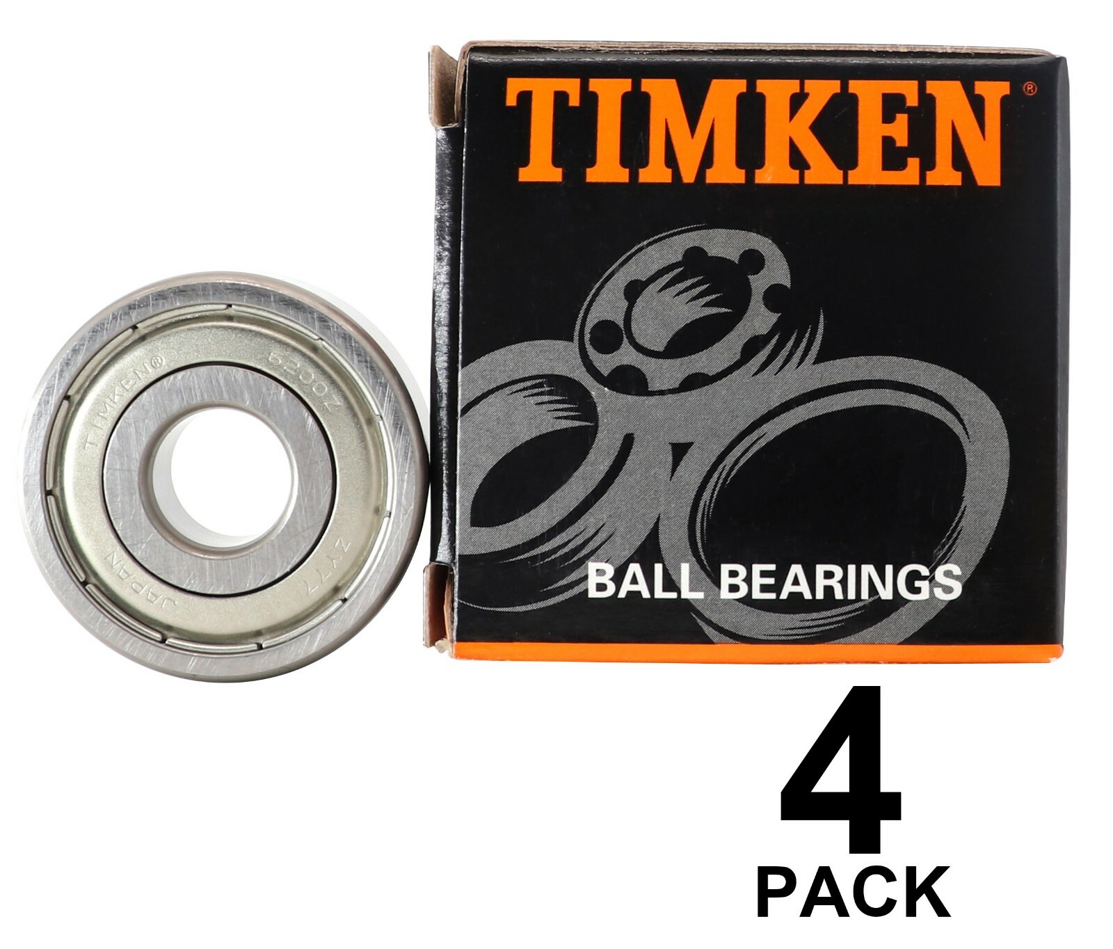 (4 PACK) USA TIMKEN 6200-ZZ 10X30X9MM Double Metal Seal Ball Bearings