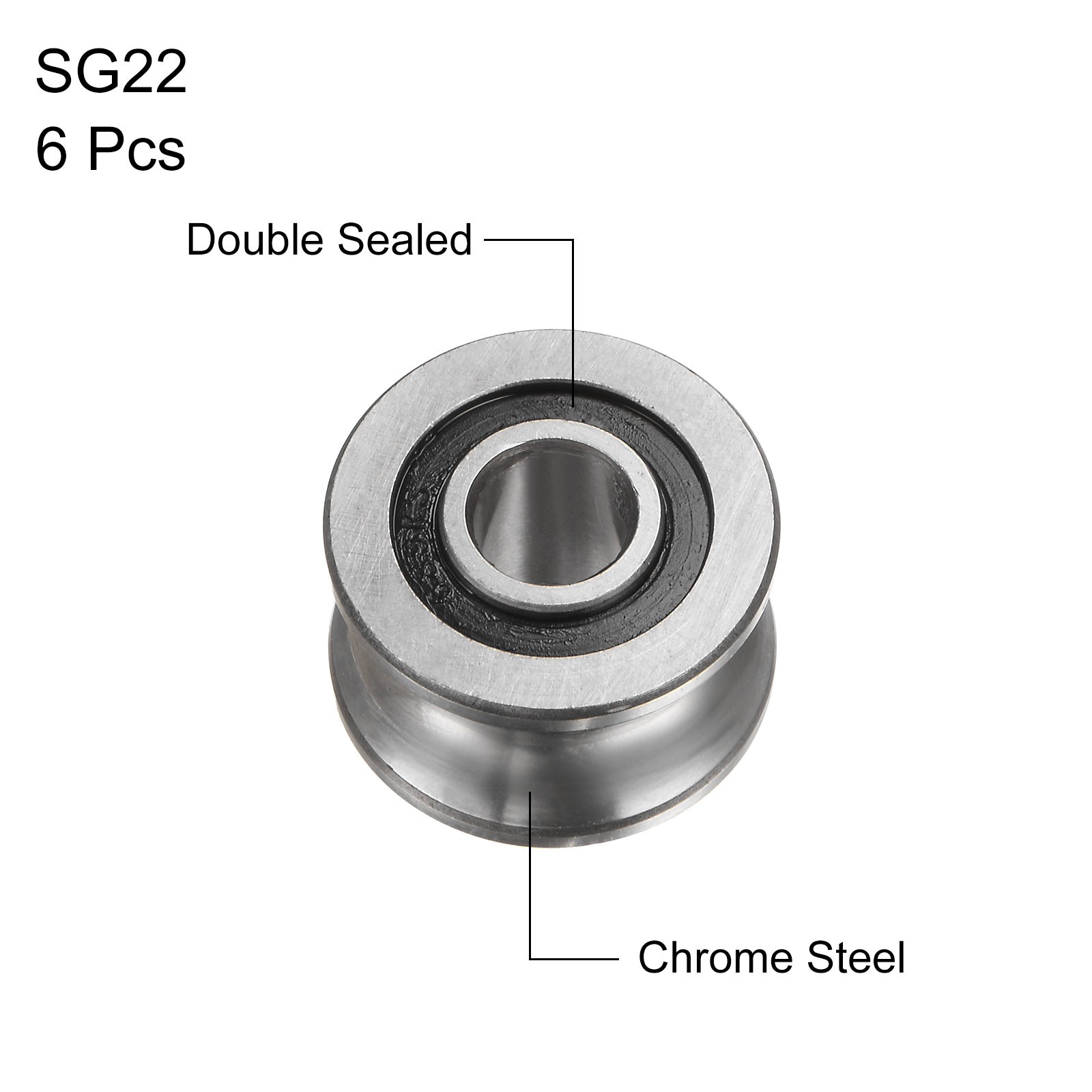 6Pcs 8×22.5×14.5mm U Groove Track Guide Bearing(GCr15) Chrome Steel Bearings