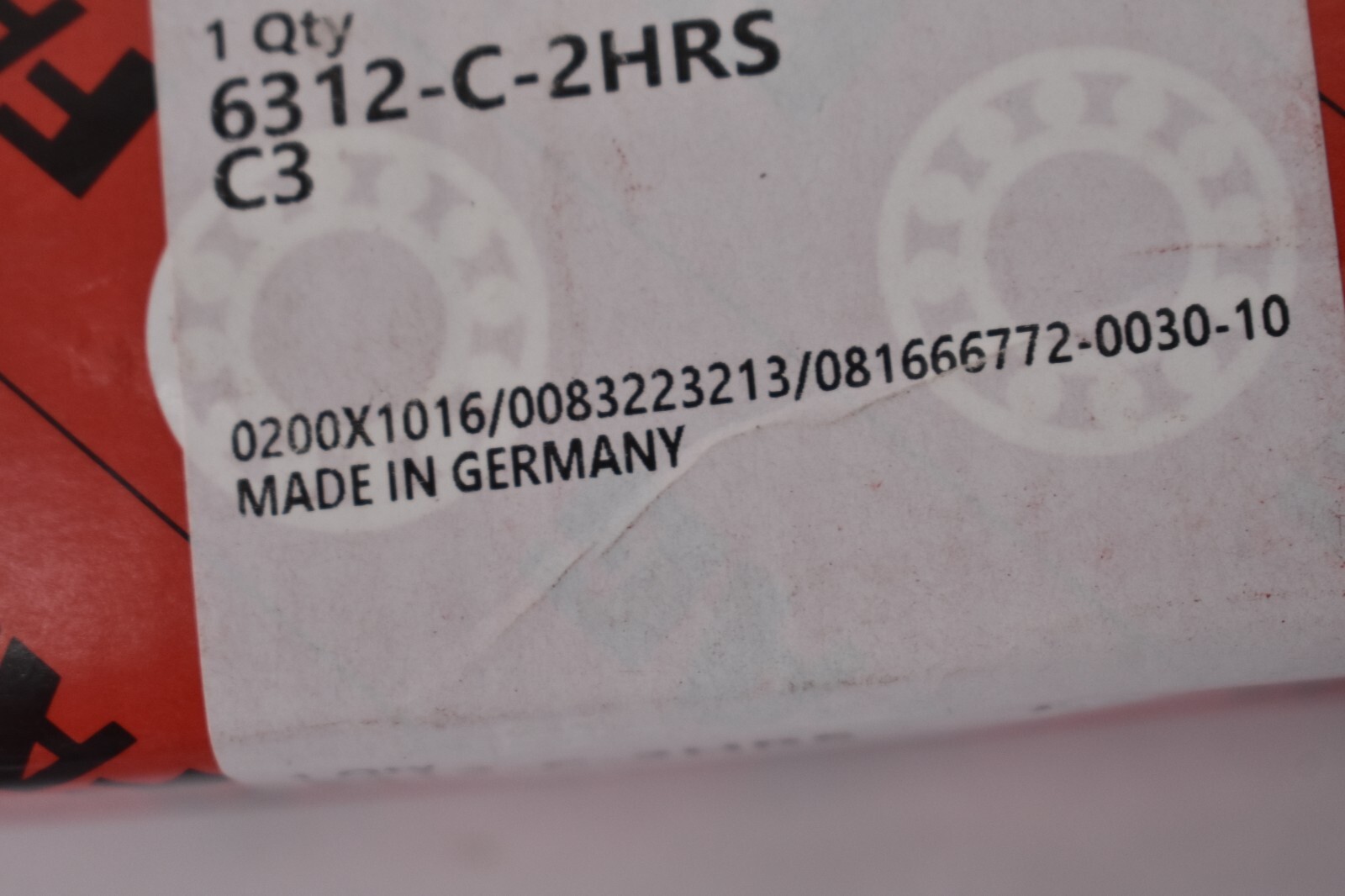 FAG Deep Groove Ball Bearing Tool 6312-C2HRSC3 60mm ID x 130mm AD x 31mm W