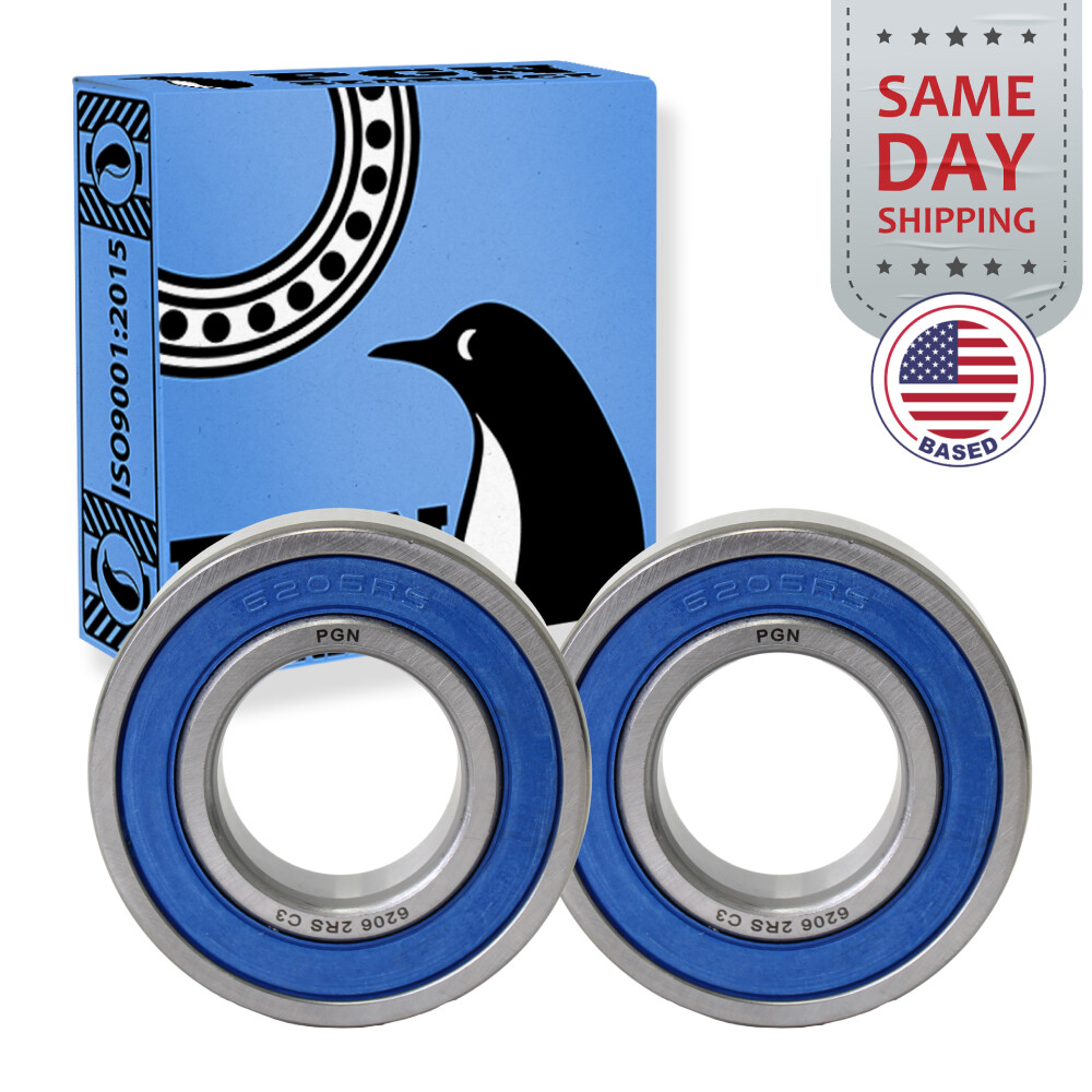 (2) 6206-2RS Premium Rubber Seal Ball Bearing C3 EMQ, 30x62x16, 6206 2RS 6206rs