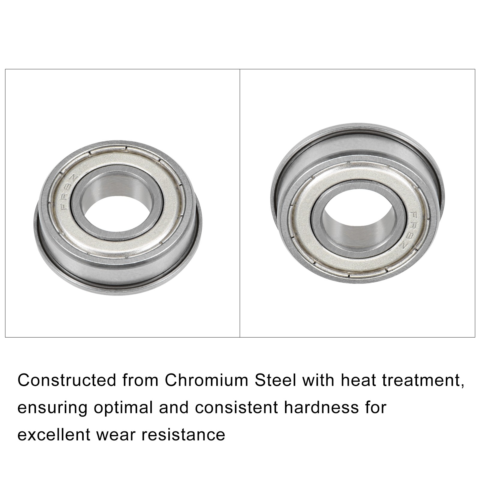 2Pcs Chromium Steel Shielded Flange Ball Bearing FR8ZZ, 1/2″ x 1-1/8″ x 5/16″