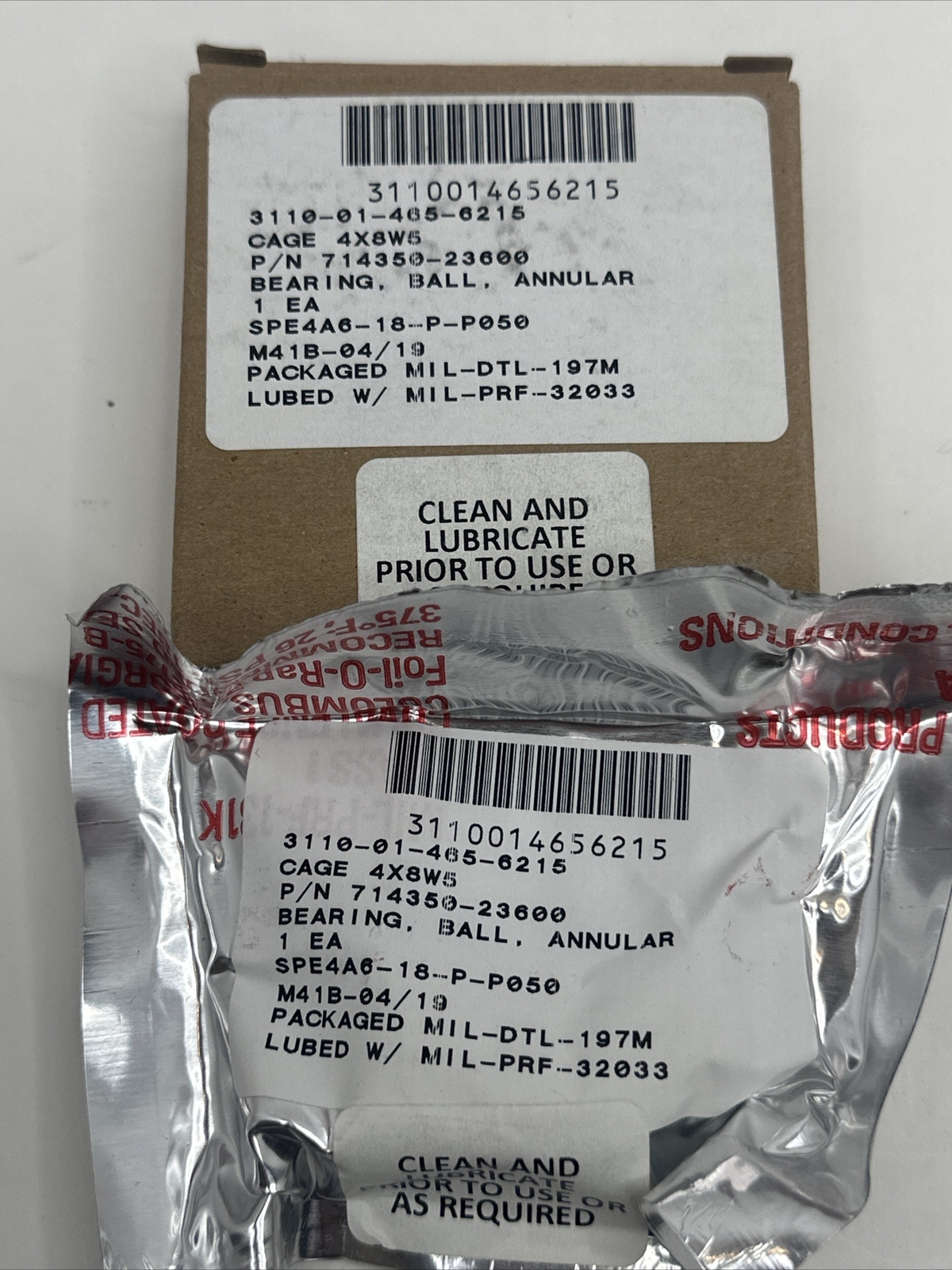Annular Ball Bearing 3110-01-465-6215, P/N 714350-23600 Military Surplus