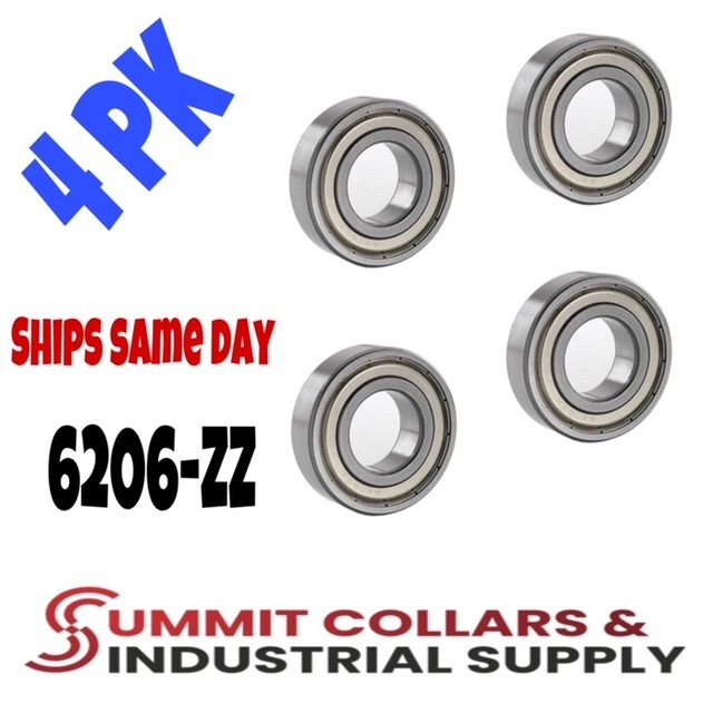 6206-ZZ Ball Bearing Premium Metal Shielded 30x62x16 mm (Qty 4)
