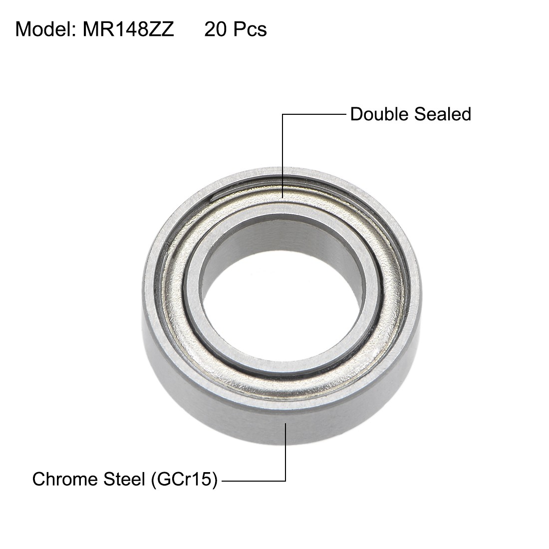 MR148ZZ Ball Bearings Z2 Double Shielded Chrome Steel 20sets