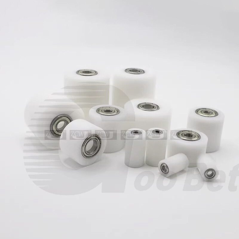 Plastic Roller Two Bearing Coated PP / POM Guiding Wheel Flat Belt Idler Various