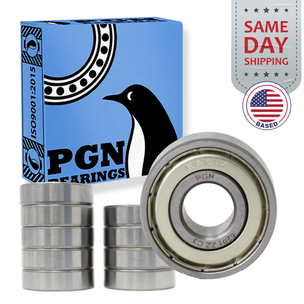 (10) 6201-ZZ Premium Metal Shield Ball Bearing C3 EMQ, 12x32x10, 6201 ZZ 6201z