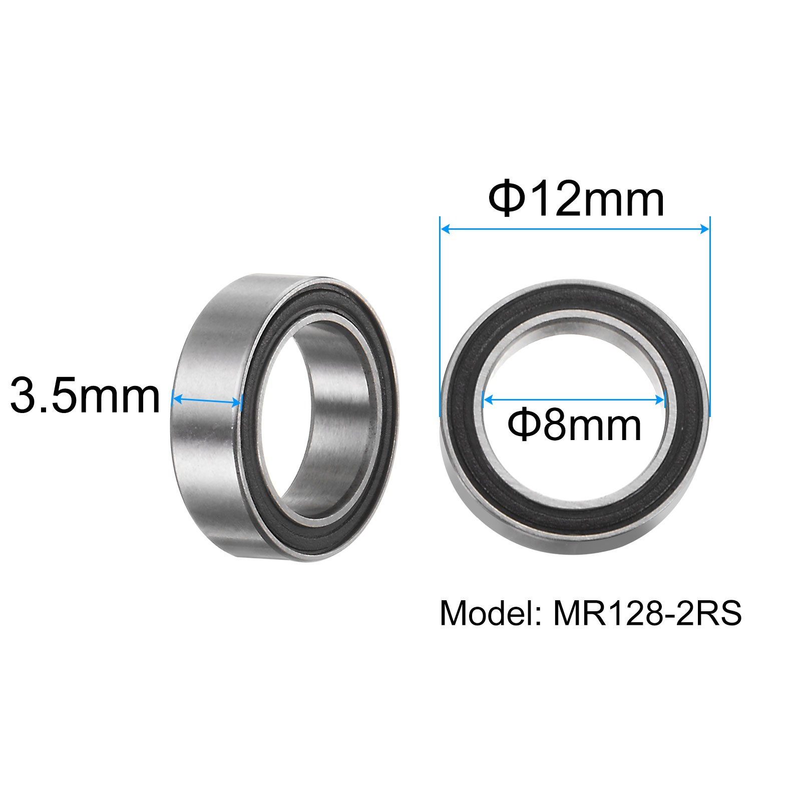20pcs MR128-2RS Bearings 8x12x3.5mm Chrome Steel Bearing Double Sealed ABEC3]