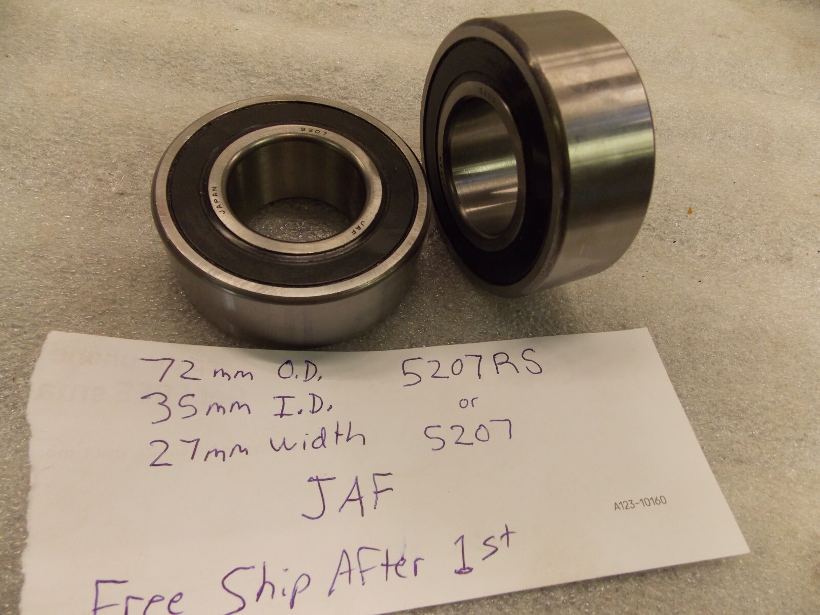 JAF 5207-2RS double row angular sealed ball bearing 5207 35x72x27 35mm 72mm 27mm