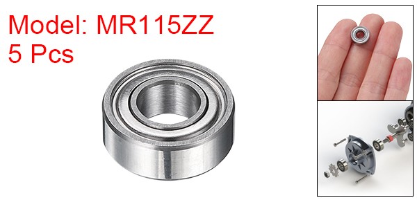5pcs MR115ZZ Bearings 5x11x4mm Chrome Steel Mini Bearing Double Shielded, ABEC5