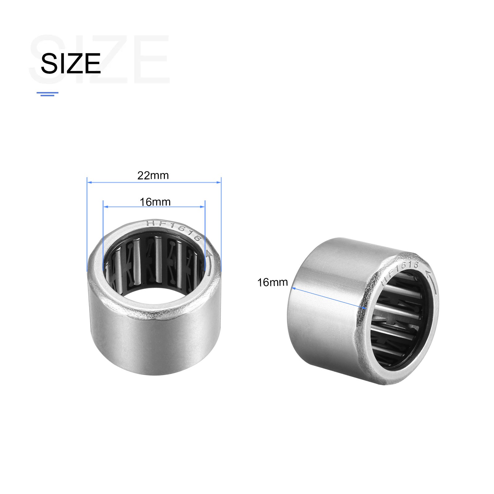 5Pack 16mm ID x 22mm OD 16mm Height HF1616 Needle Roller Bearings Chromium Steel
