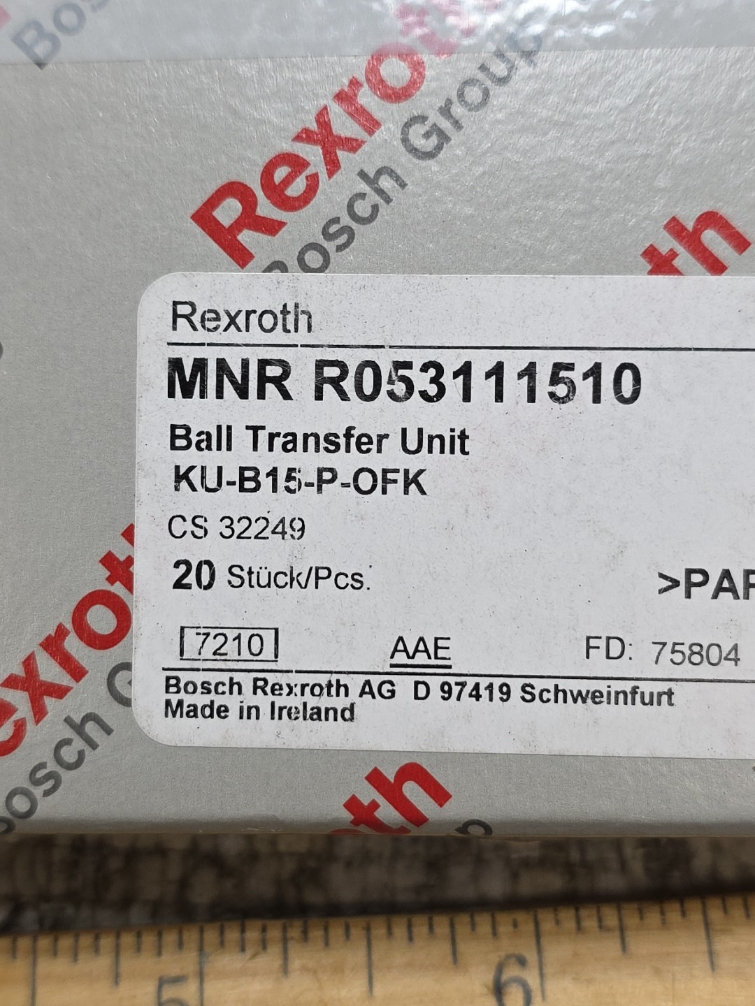 BOSCH REXROTH R053XX15XX Ball transfer units OD 0.946″ FLANGE OD 1.228″ QTY 1