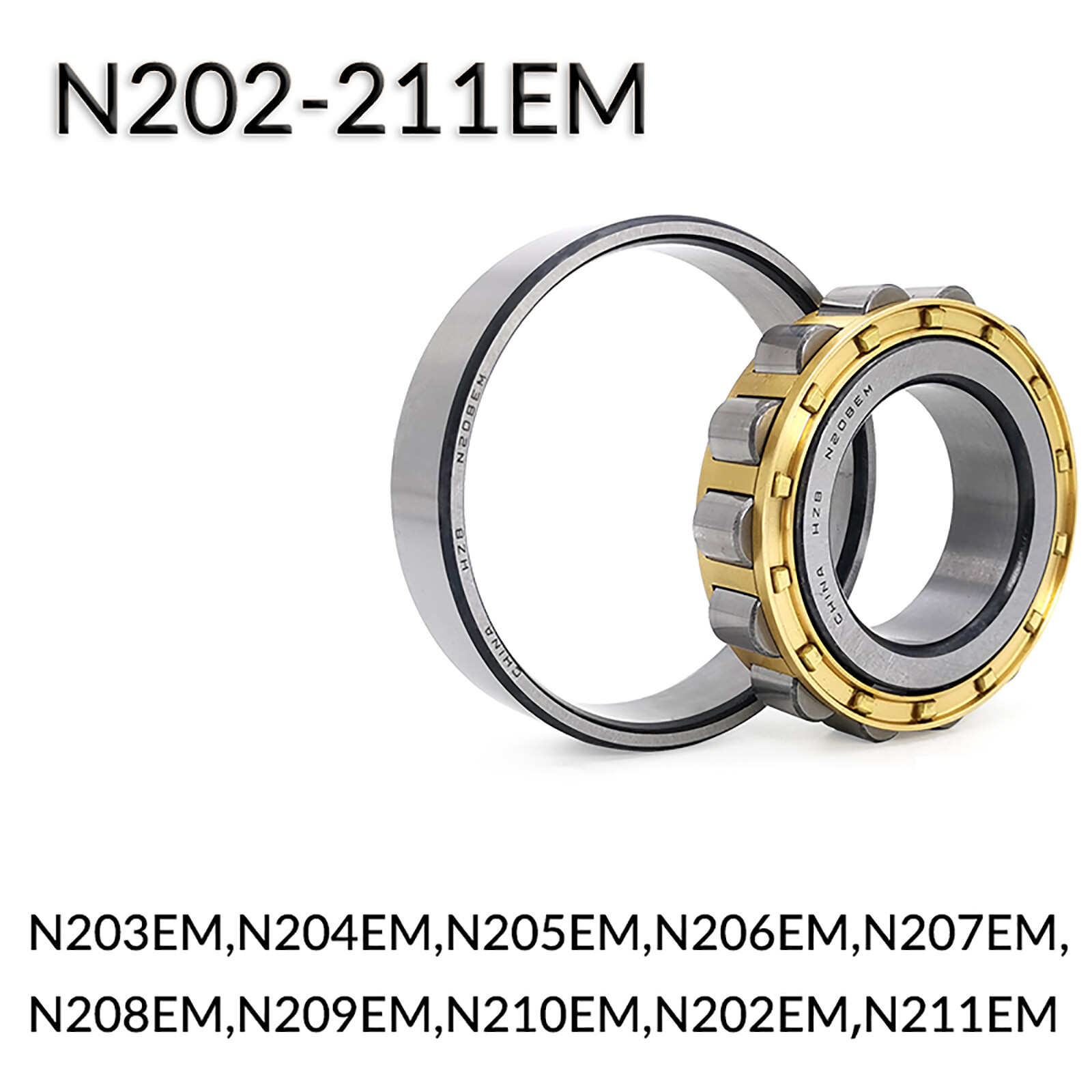 N/NU/NJ Radial Rolling Cylindrical Roller Bearing 15-100mm Bore Brass/Steel Cage