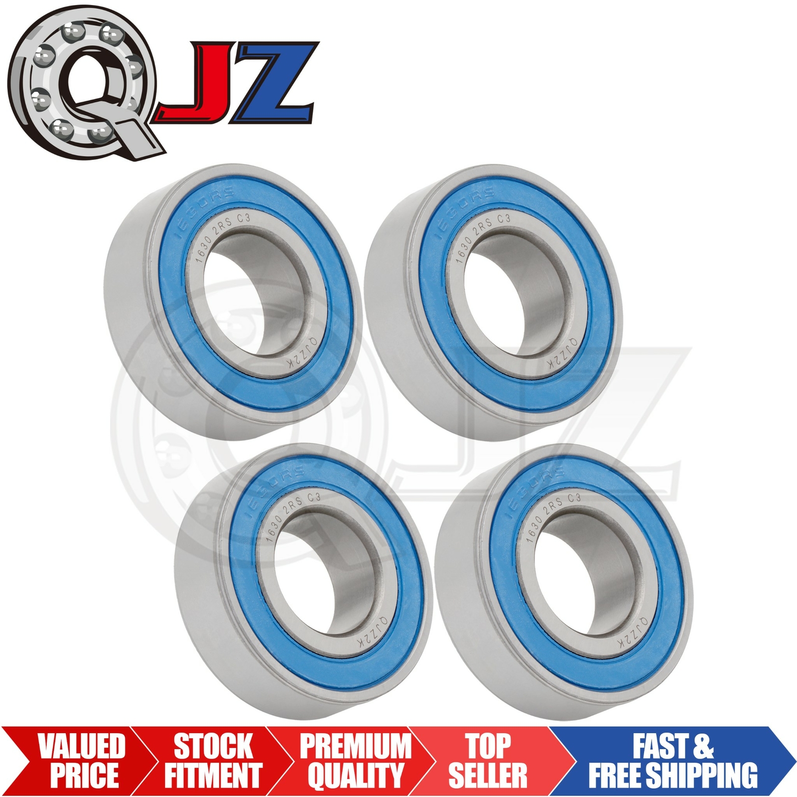 [Qty.4] 1630-2RS Deep Groove Radial Ball Bearing [0.75″ ID x 1.625″ OD x 0.5″ W]