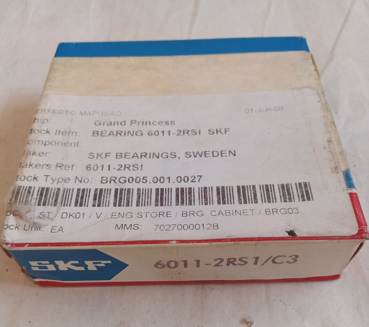 SKF 6011-2RS1 55X90X18MM Double Rubber Seal Ball Bearings