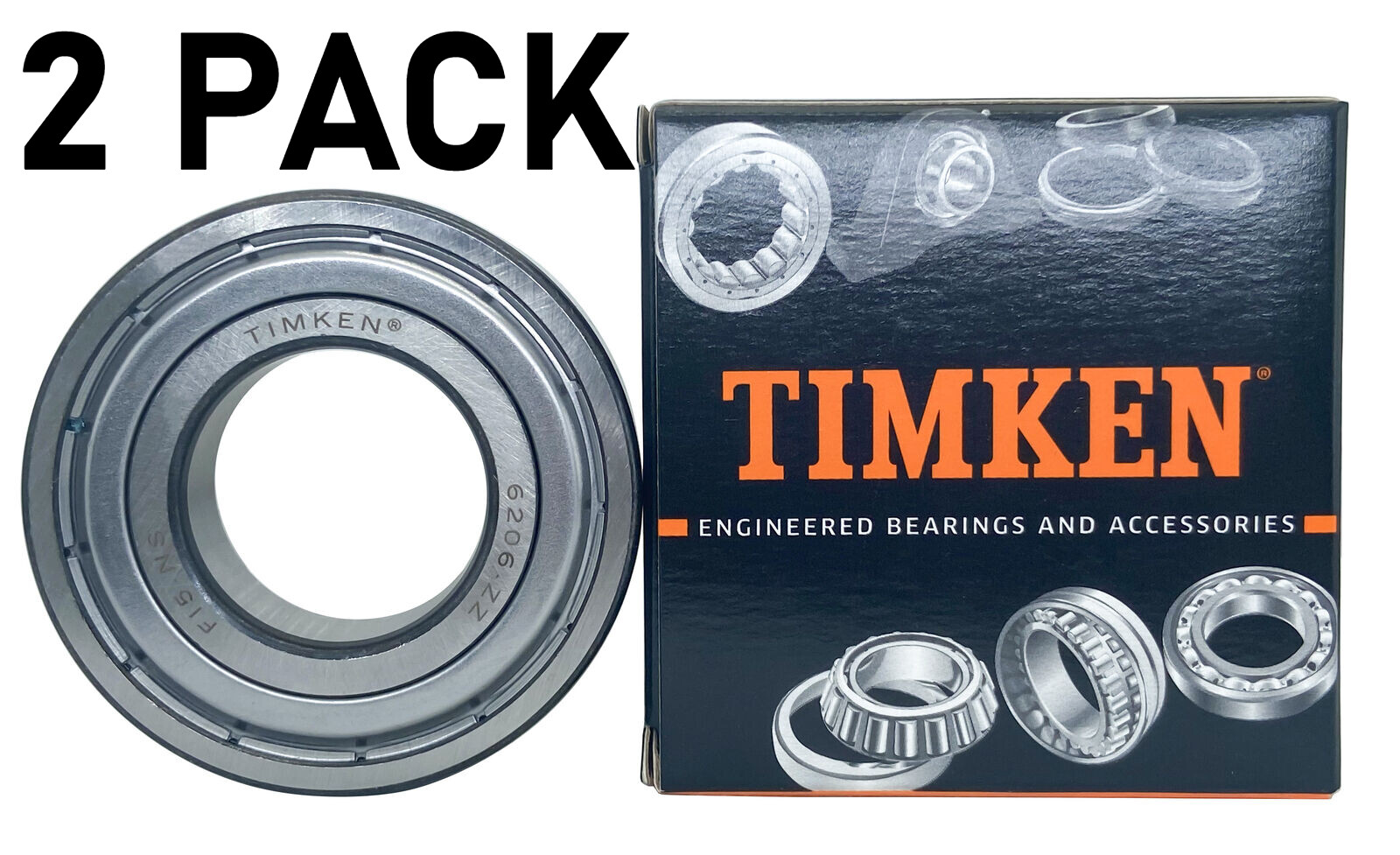(2 PACK)New TIMKEN 6206-ZZ 30X62X16MM Double Metal Seal Bearings Free Shipping