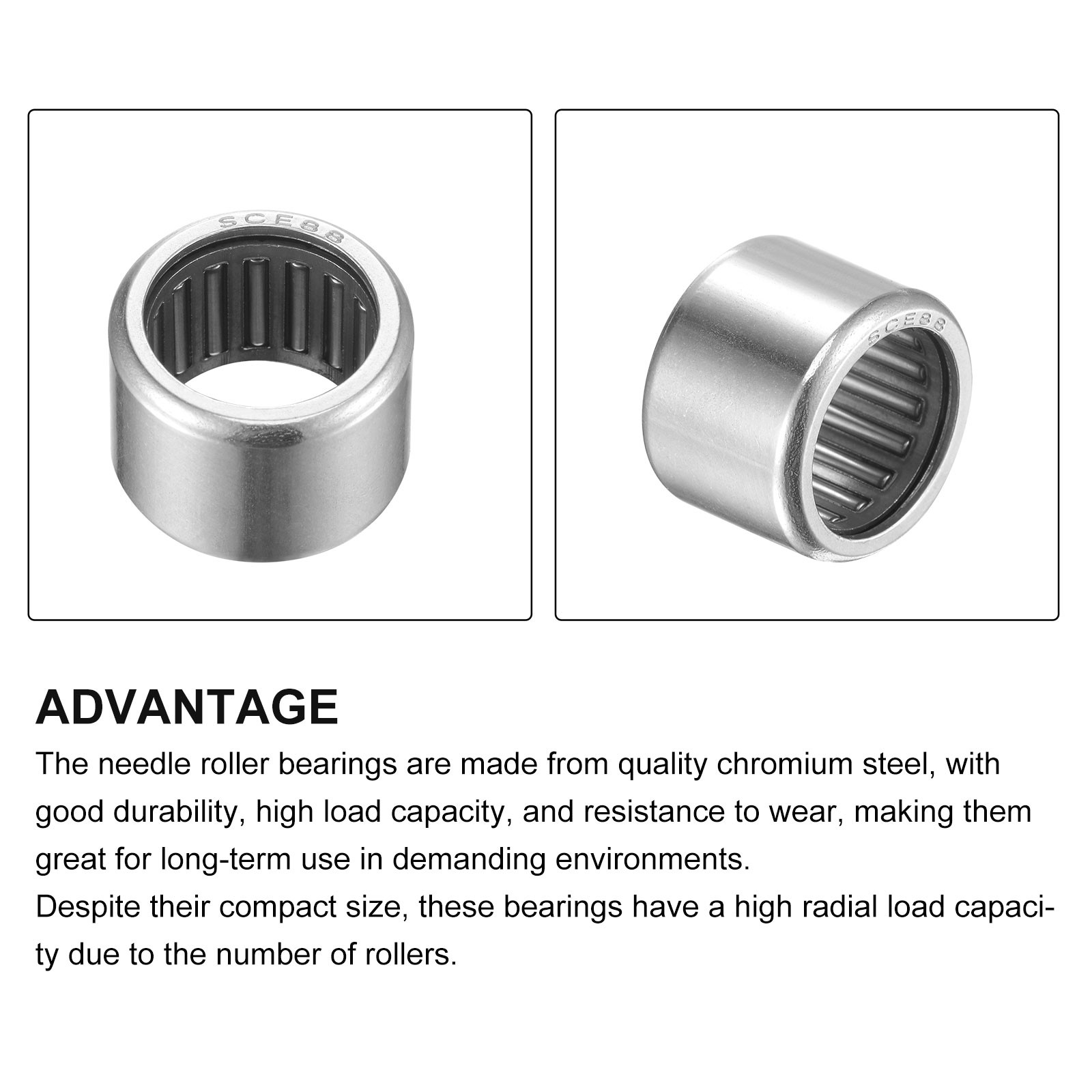 SCE88 Needle Roller Bearings 1/2 in x 11/16 in x 1/2 in 10 Packs for Industrial