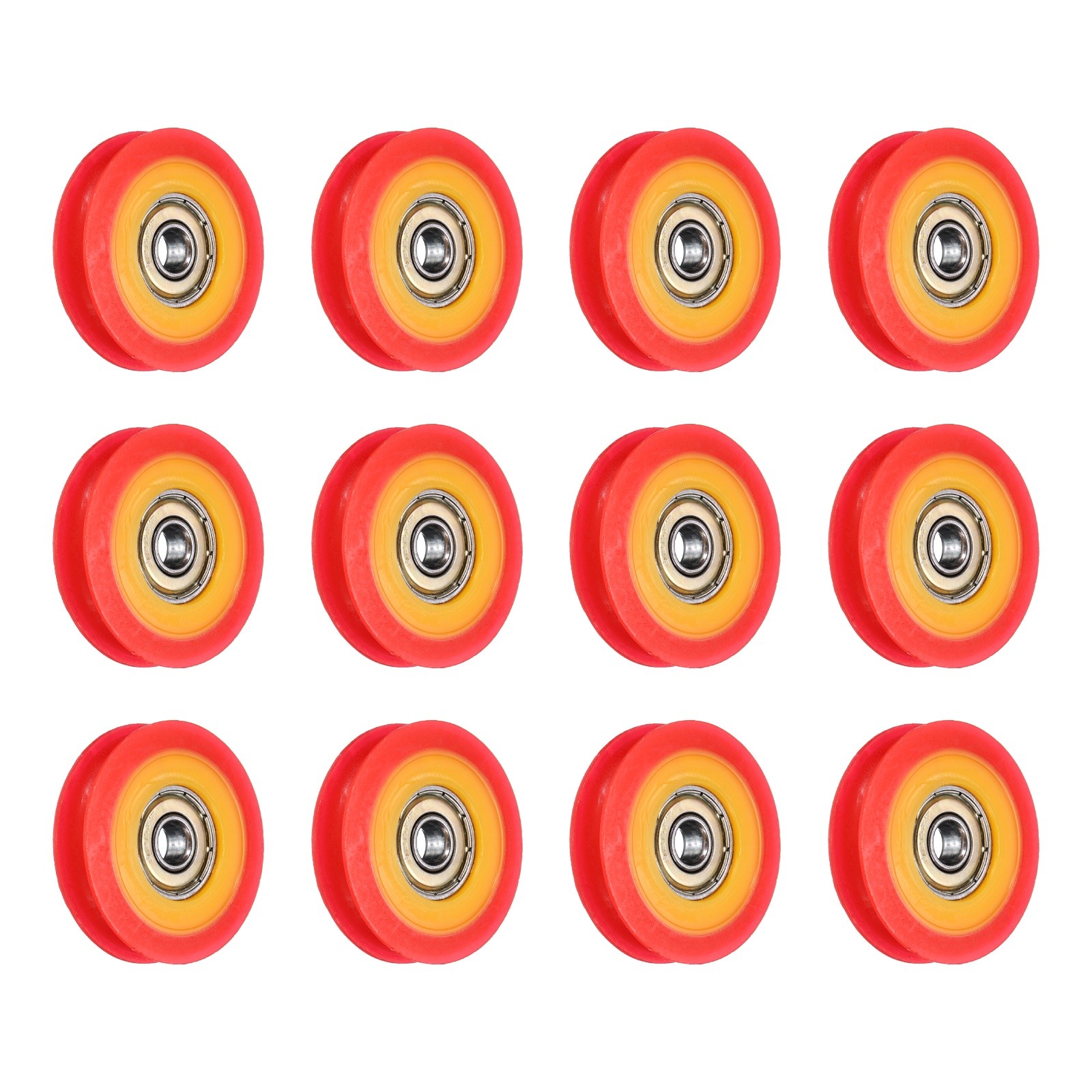 12 Pcs Red U Type Groove Plastic Guide Bearing 6x39x9mm Pulley Roller