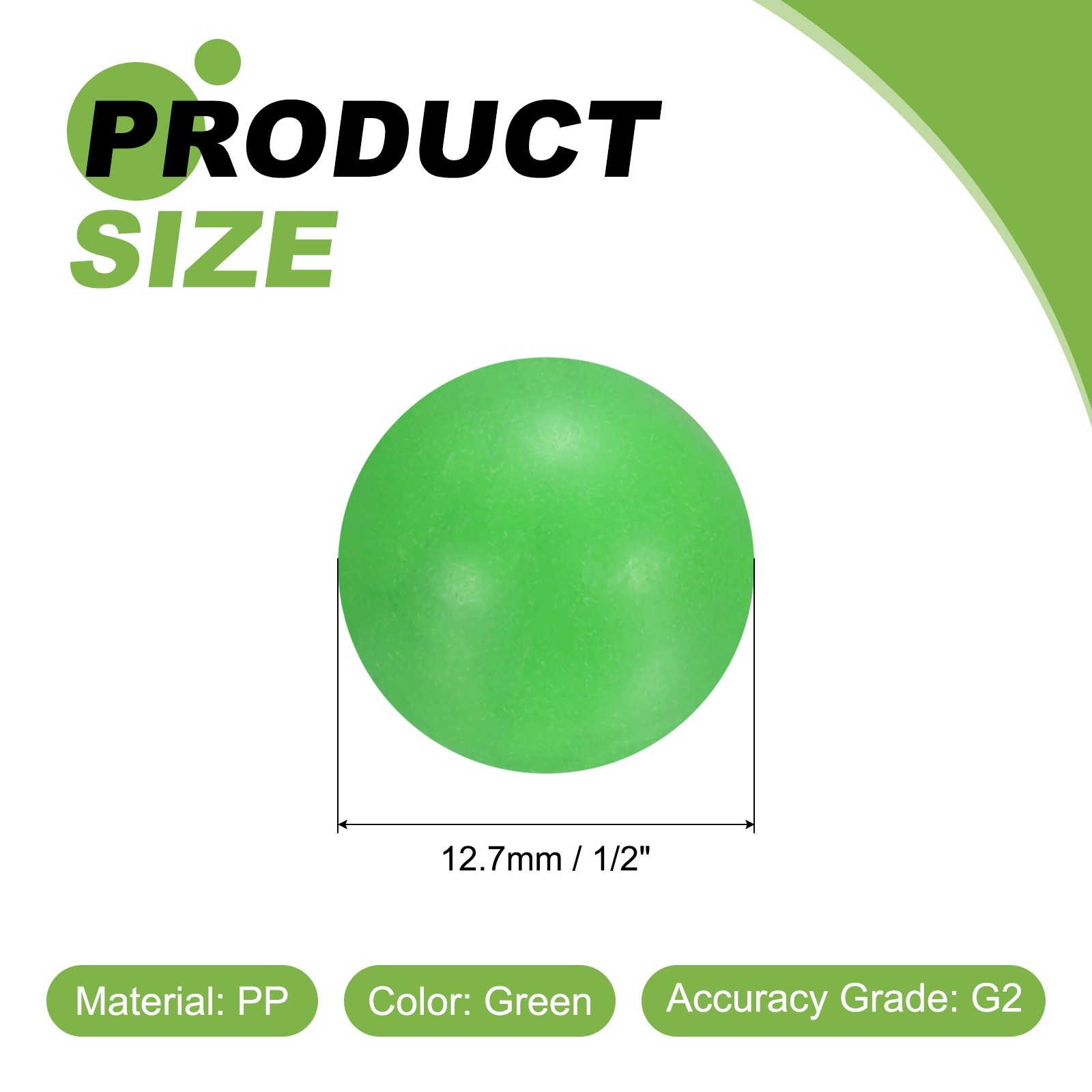 100 Pcs Plastic Green Bearing Balls 1/2″(12.7mm) Solid Plastic Balls