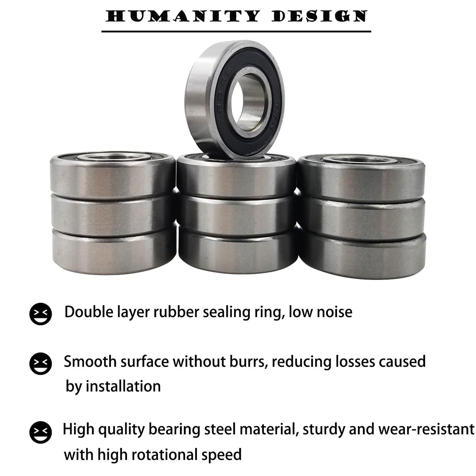 10 PCS R8-2RS Ball Bearing 1/2in Bore x 1-1/8in OD x 5/16in Thick ABEC3 Bearings