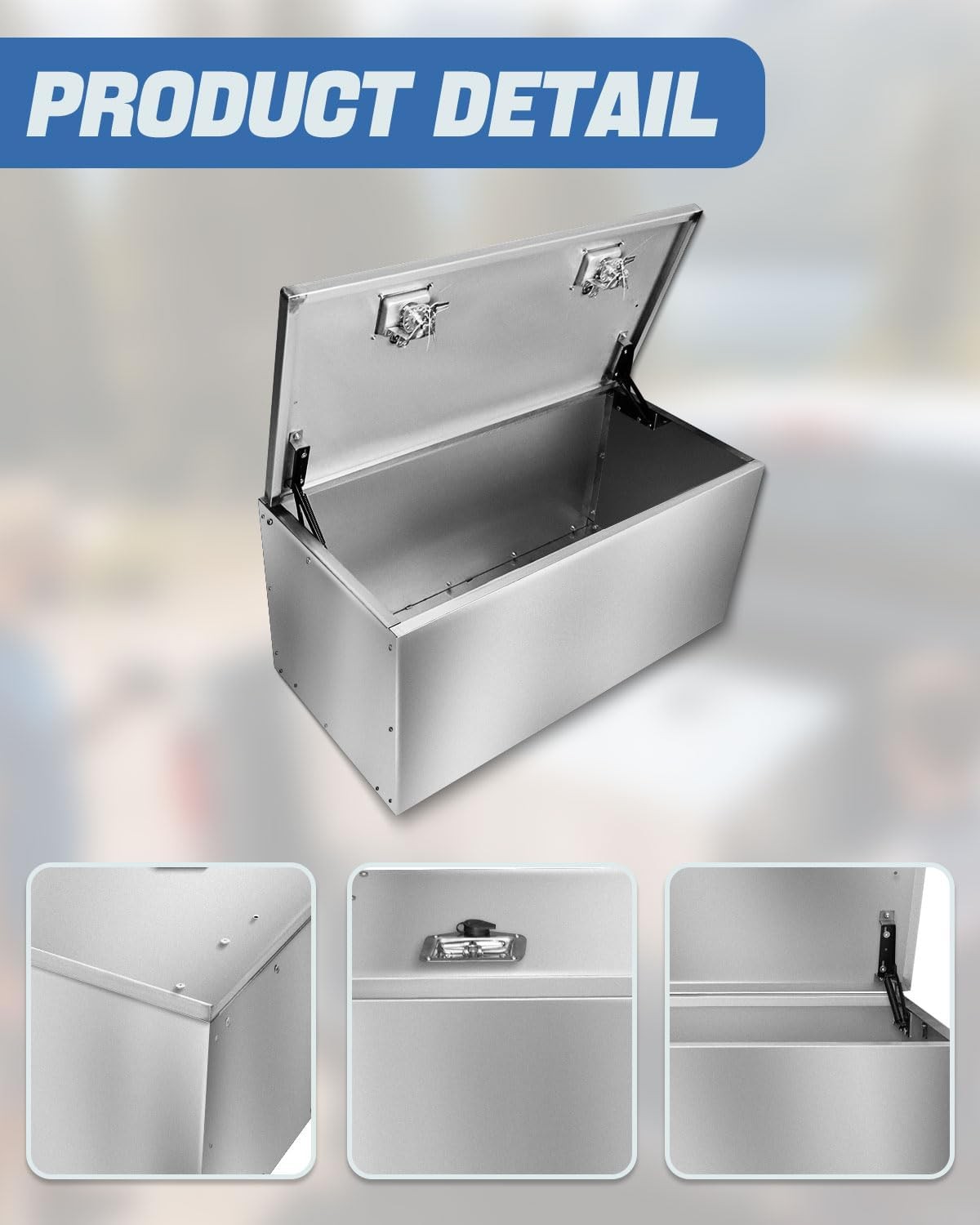 Truck bed toolbox made of stainless steel suitable pickup trucks RVs & trailers