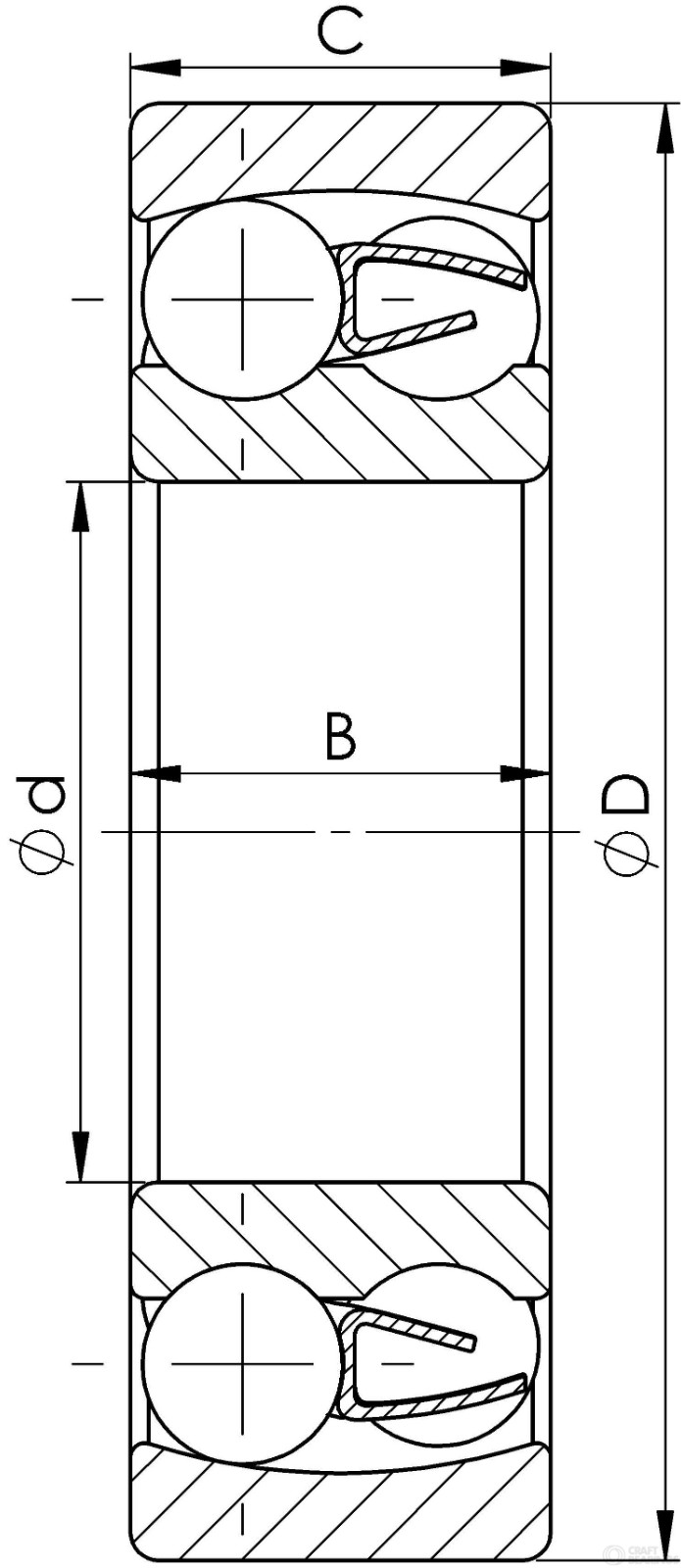 Double-row self-aligning ball bearing 2309 ETN9 / TVH 45X100X36 mm Brand: CRF
