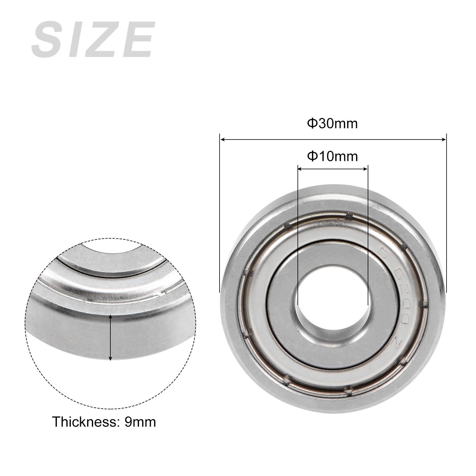 Deep Groove Ball Bearing S6200ZZ 10x30x9mm 1Pcs Stainless Steel Double Shield