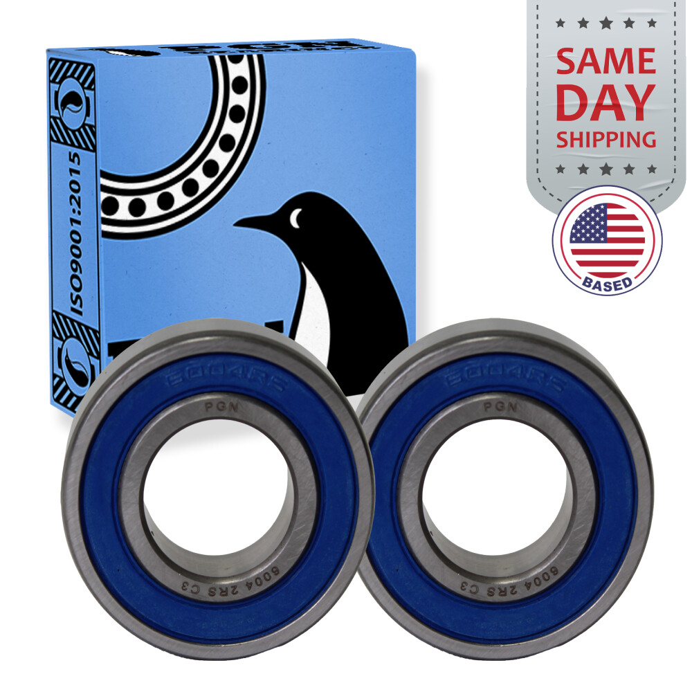 (2) 6004-2RS Premium Rubber Seal Ball Bearing C3 EMQ, 20x42x12, 6004 2RS 6004rs