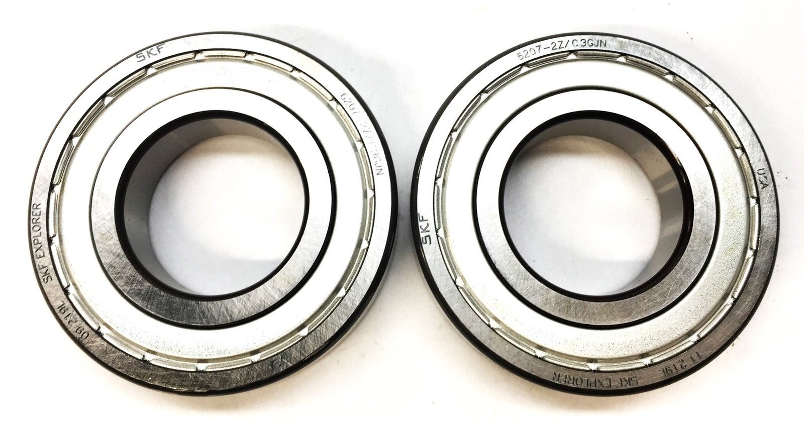 SKF Metal Shielded Ball Bearing 6207-2Z/C3GJN [Lot of 2] NOS