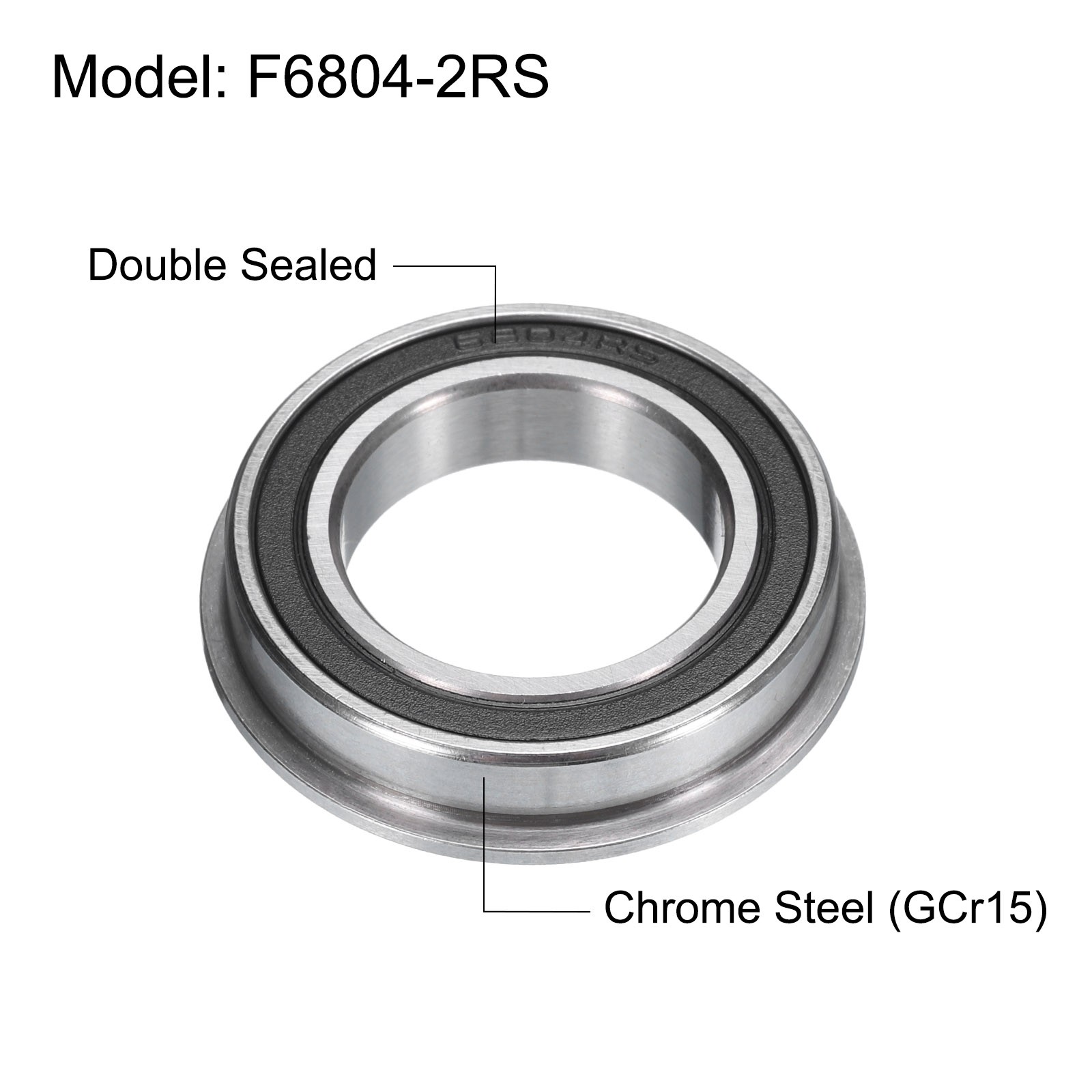 F6804-2RS Flanged Ball Bearing 20x32x7mm Double Seals Chrome Steel Bearings 2pcs