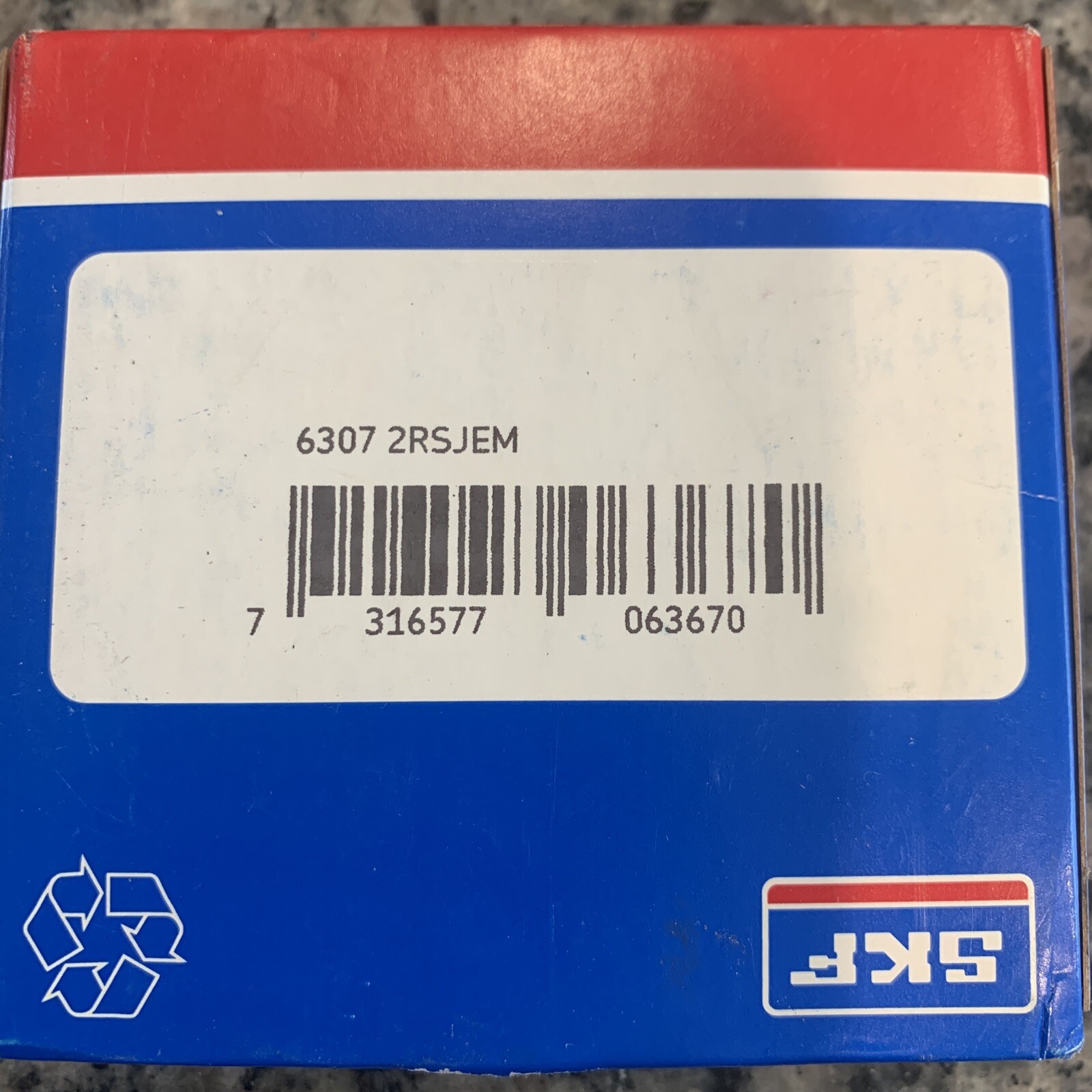 SKF 6307 2RSJEM Deep Groove Ball Bearing NEW