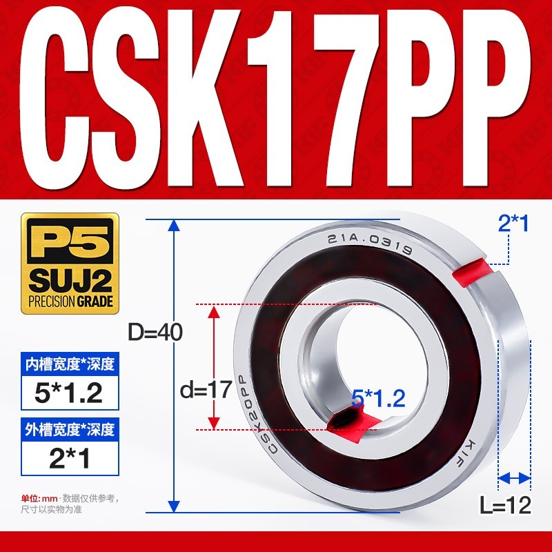 CSK17PP 17×40×12 One-Way Clutch Bearing Sprag w/ Keyways P5