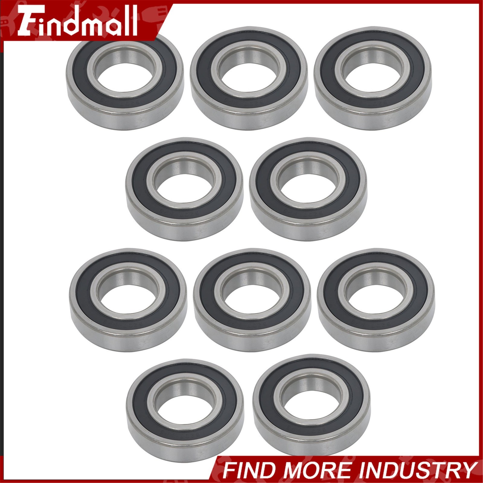Findmall 6207-2RS Deep Groove Bearings 10pcs 35mm x72mm x17mm Sealed