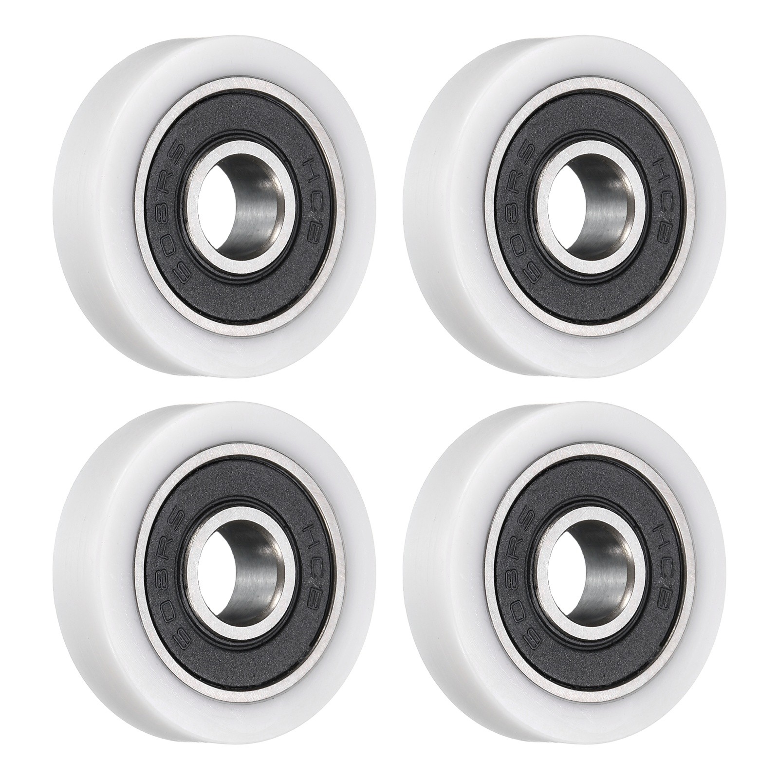 4 Pcs White 608RS Ball Bearing 8x28x7mm Chrome Steel Double Metal Shielded
