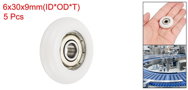 5 Pcs White 626ZZ Nylon Plastic Guide Bearings 6x30x9mm Pulley Roller
