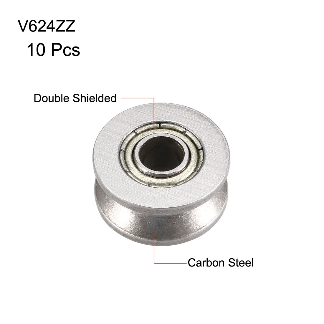V624ZZ Deep Groove Guide Rail Ball Bearing Double Shielded Bearing 10pcs