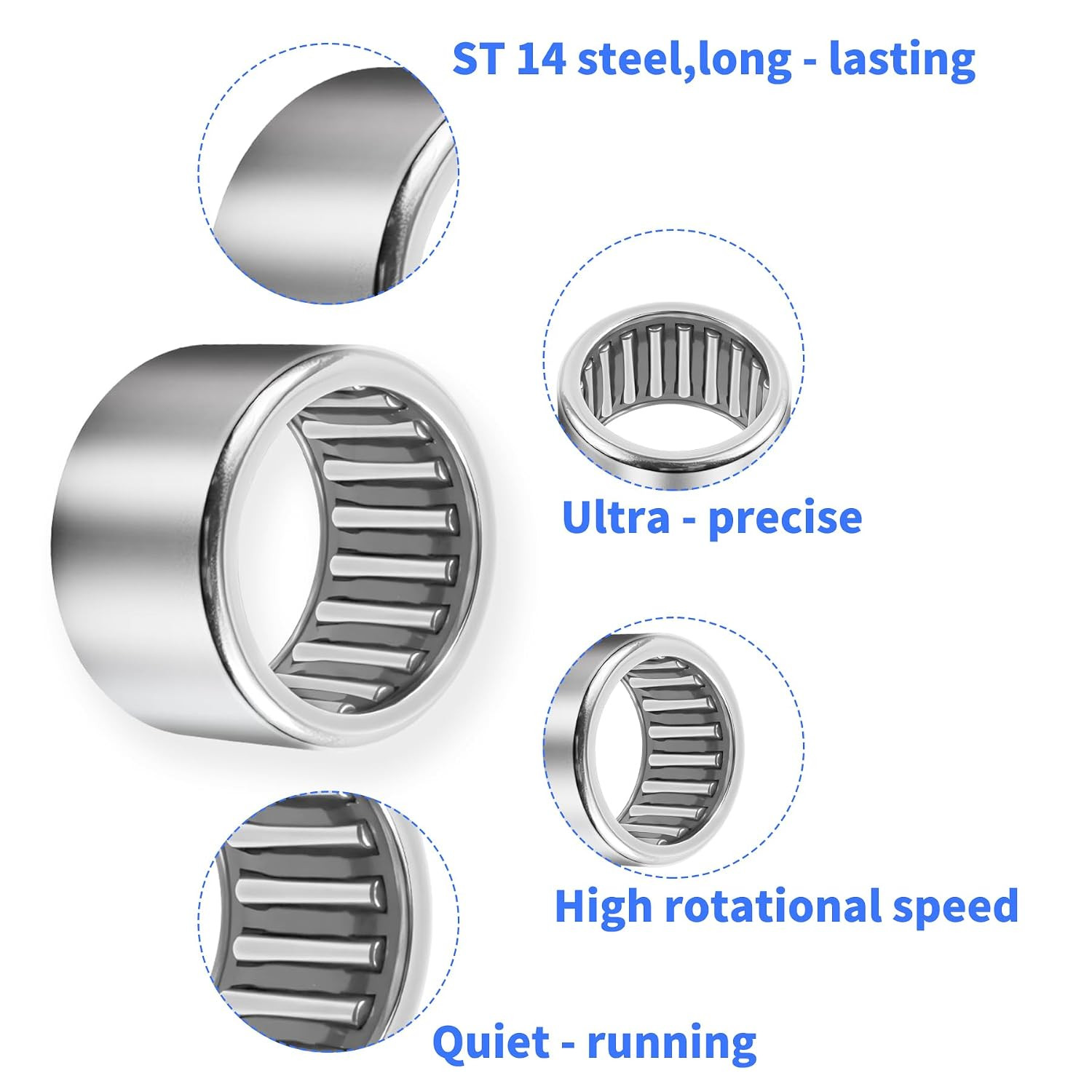 5Pcs SCE108 Needle Roller Bearings 5/8-Inch ID X 13/16-Inch OD X 1/2-Inch Width
