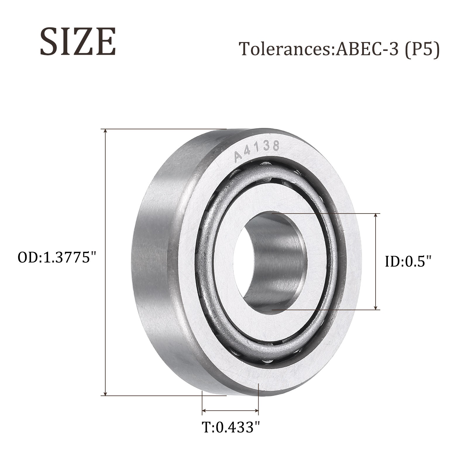 Tapered roller bearing A4050/A4138, for 0.5″ diam x 1.3775″ OD P5