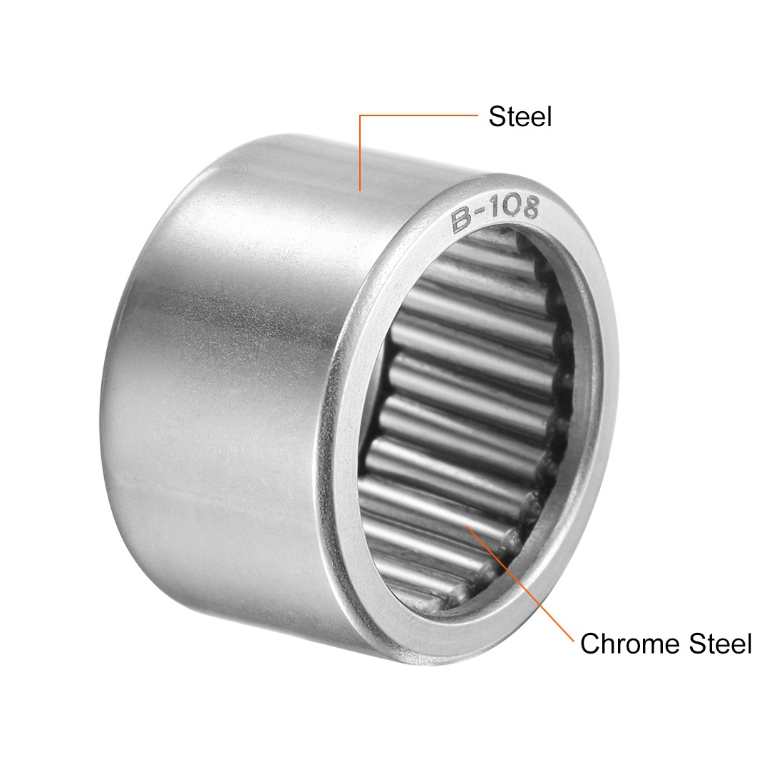 2x B108 Needle Roller Bearings 5/8″x13/16″x1/2″ Open Full Complement Drawn Cup