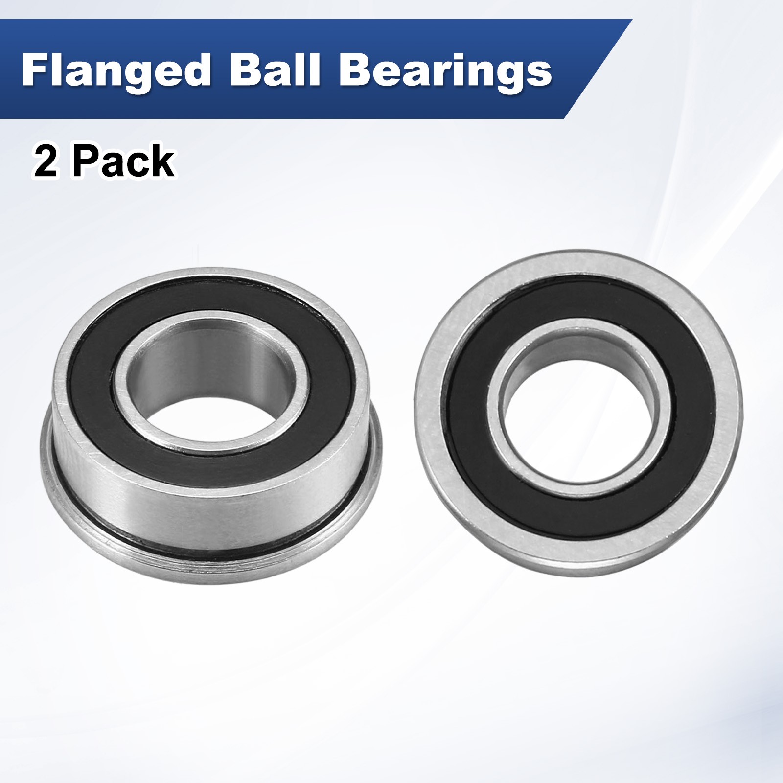 2-Pack FR188-2RS Flanged Ball Bearing, 1/4″ x 1/2″ x 3/16″ Rubber Sealed