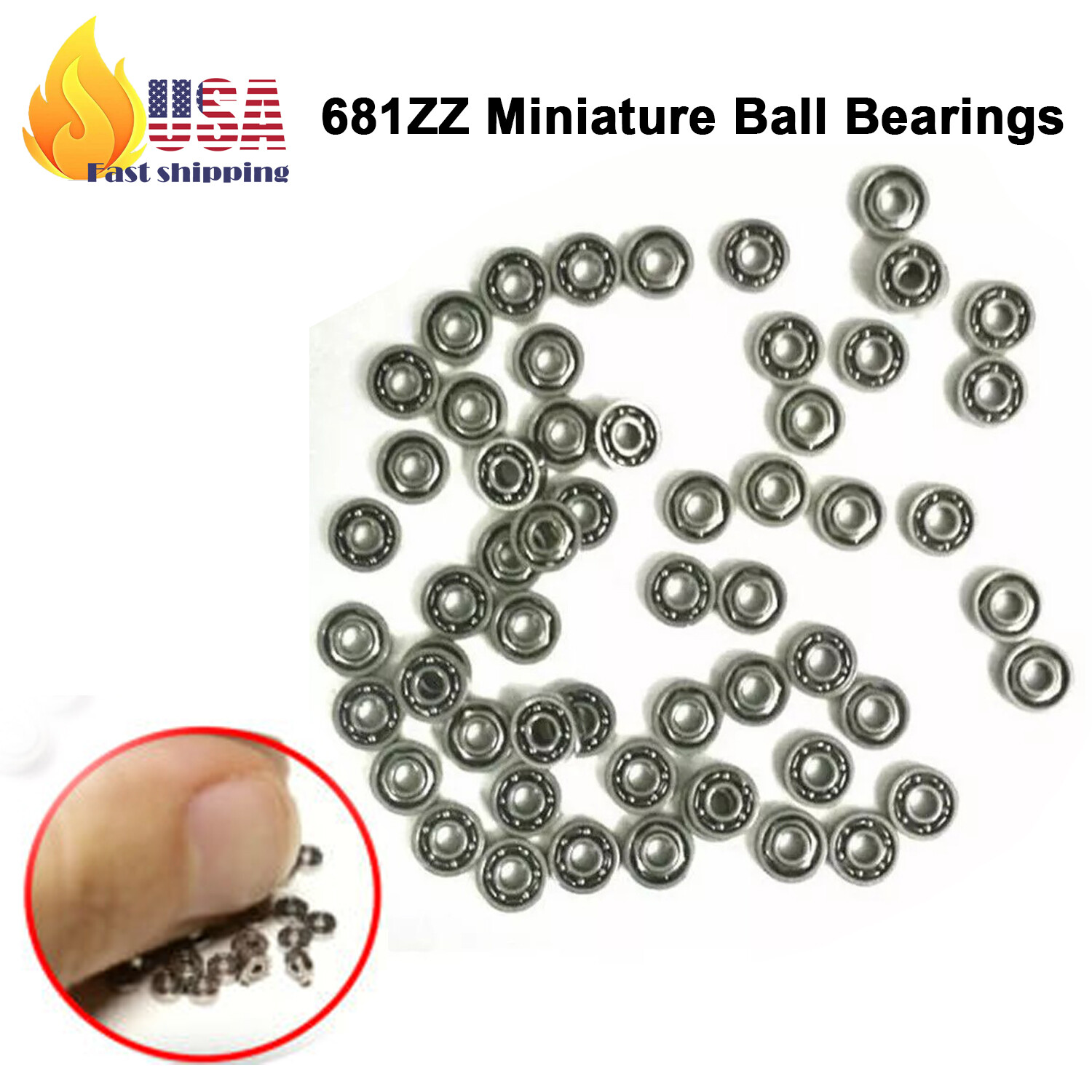 100x-1000x 681ZZ Miniature Ball Bearings – 1x3x1mm Deep Groove Micro Bearing US