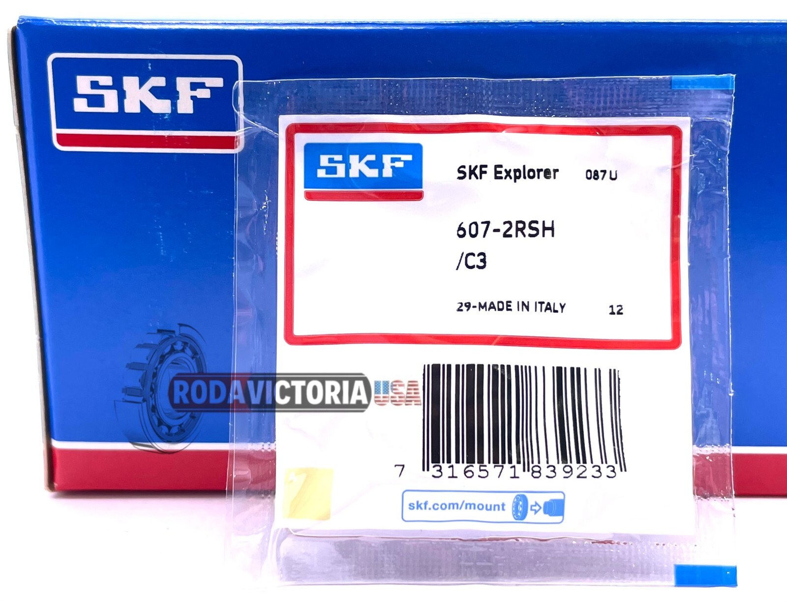SKF 607 2RS C3 BALL BEARING, RUBBER SEALED 607 LLU 7x19x6mm