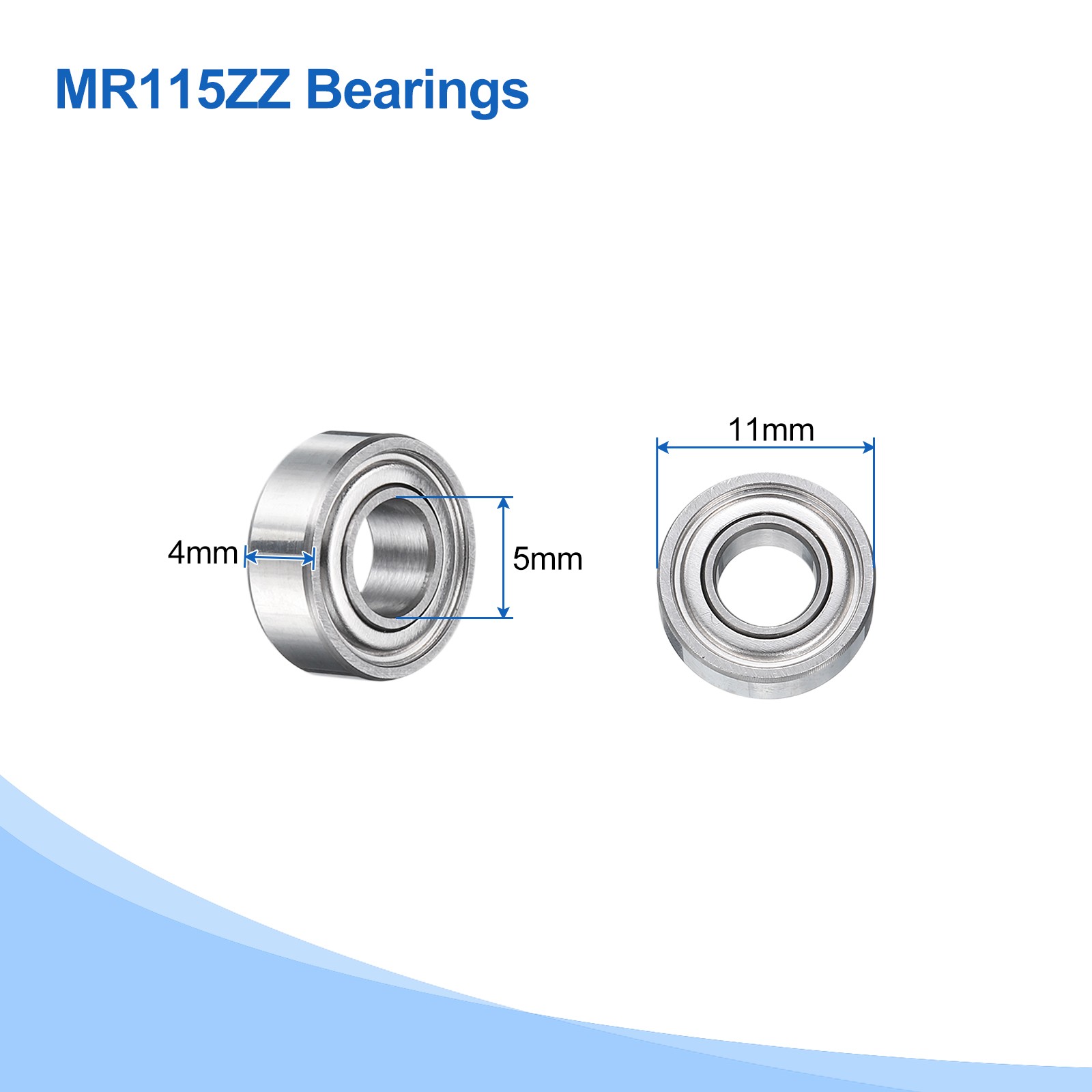 5pcs MR115ZZ Bearings 5x11x4mm Chrome Steel Mini Bearing Double Shielded, ABEC5
