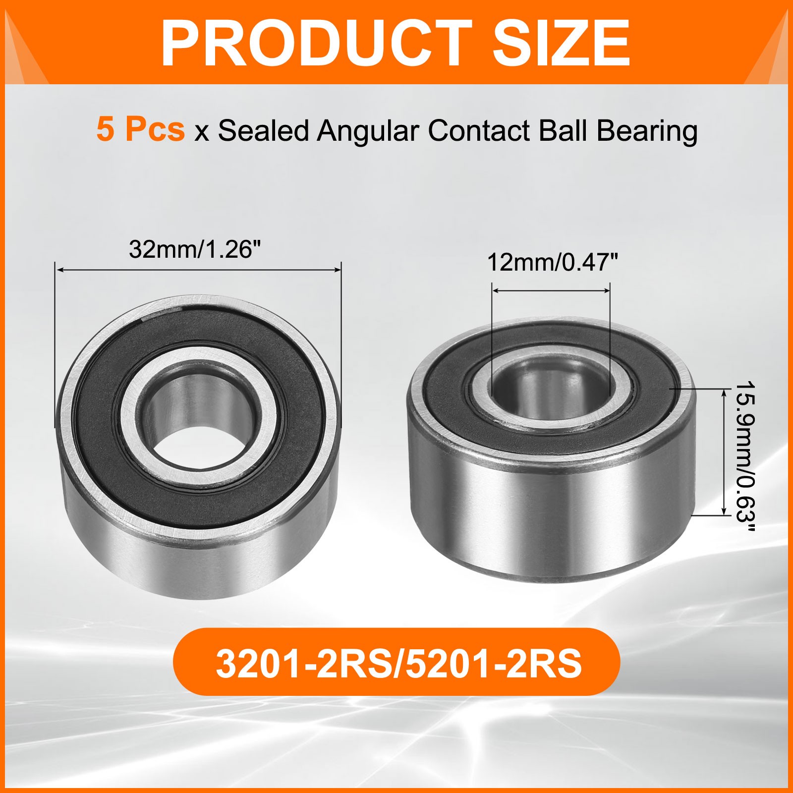 5pcs Angle Ball Bearings 12x32x15.9mm for 3201-2RS/5201-2RS