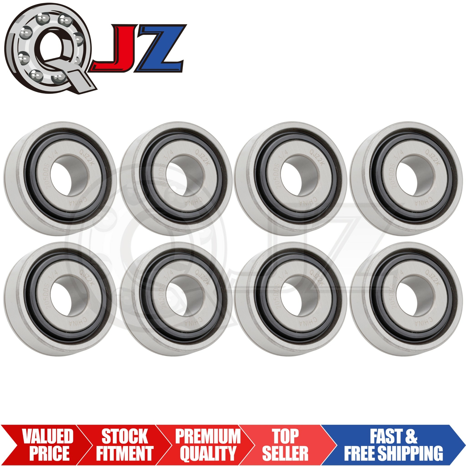 [Qty.8] New 205DDS-3/4 Special Ag Bearing Ball Bearing [3/4in Bore x 2.087in OD]