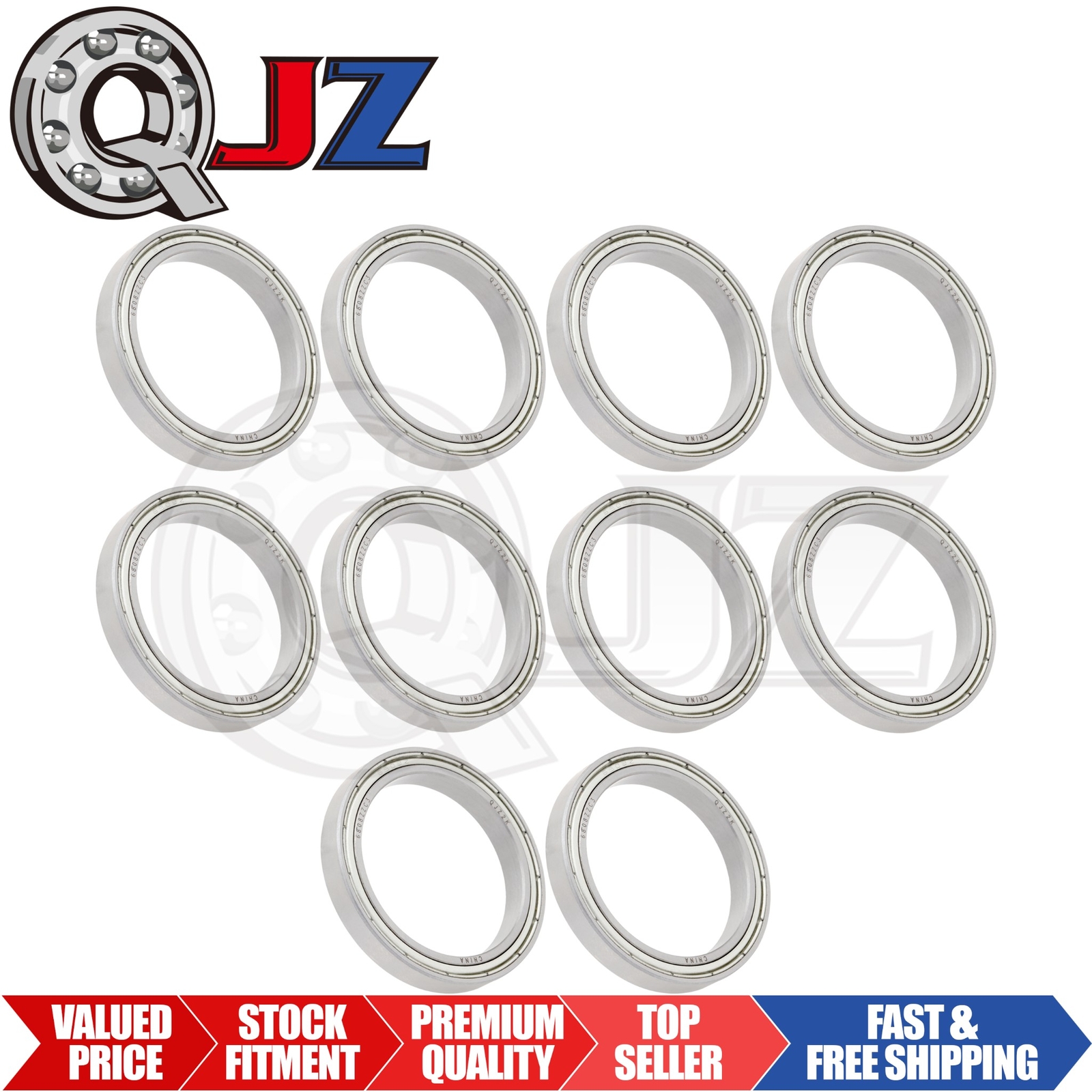 [Qty.10] New 6808-ZZ Radial/Deep Groove Ball Bearing [40mm ID x 52mm OD x 7mm W]