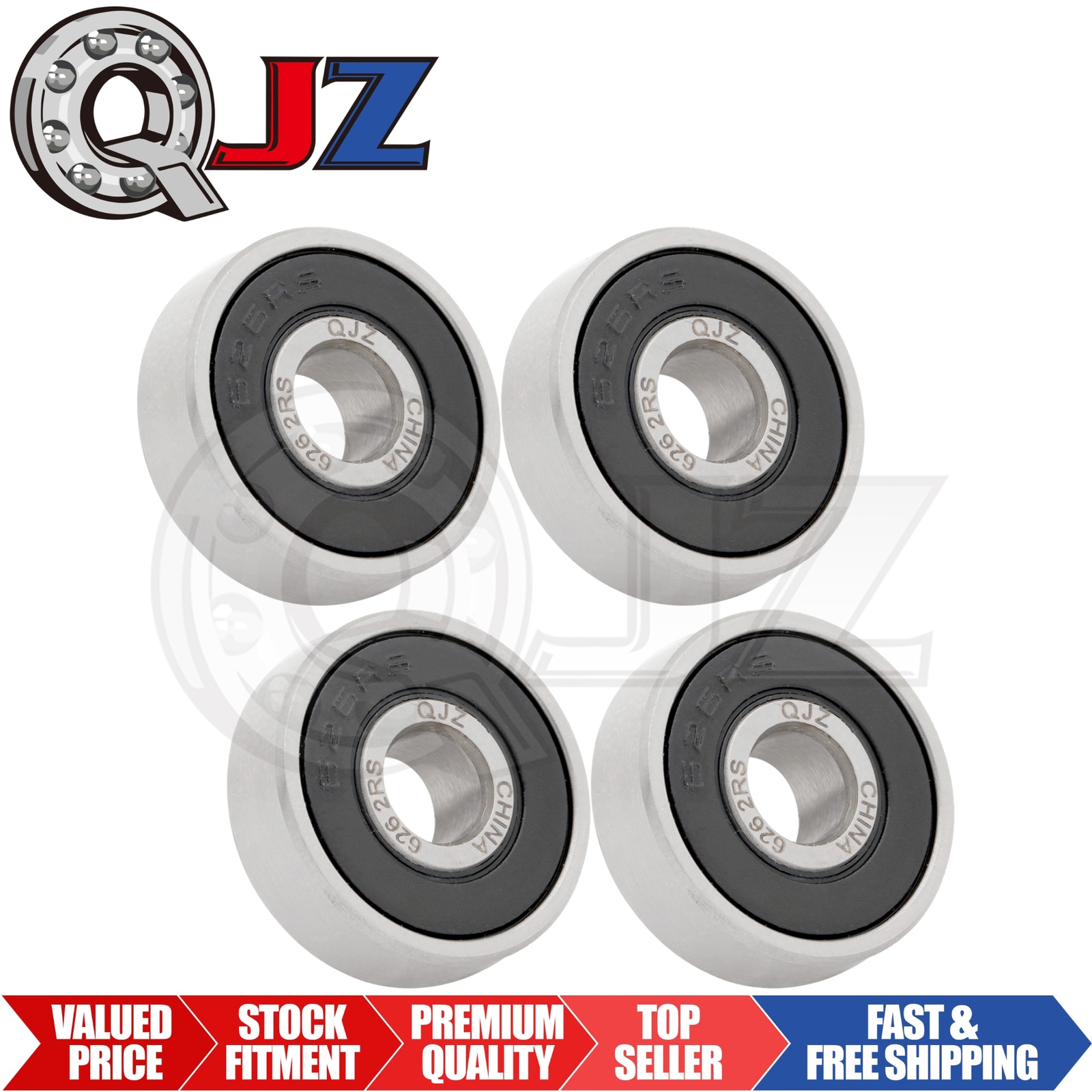 [Qty.4] New 626-2RS Miniature Sealed Ball Bearing [6mm Bore x 19mm OD x 6mm W]