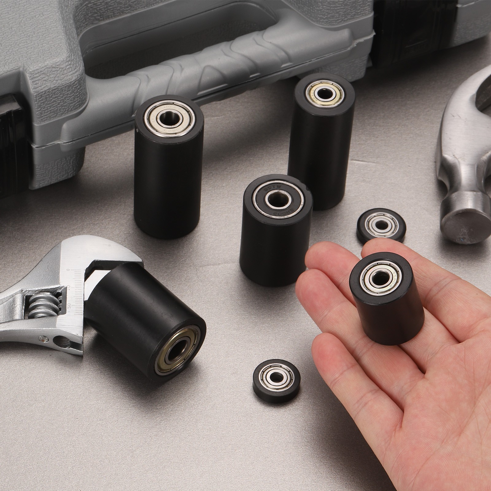 4Pcs Plastic Roller Wheel with Bearing, 15/64″x1″x2-3/8″ Bearing Pulley
