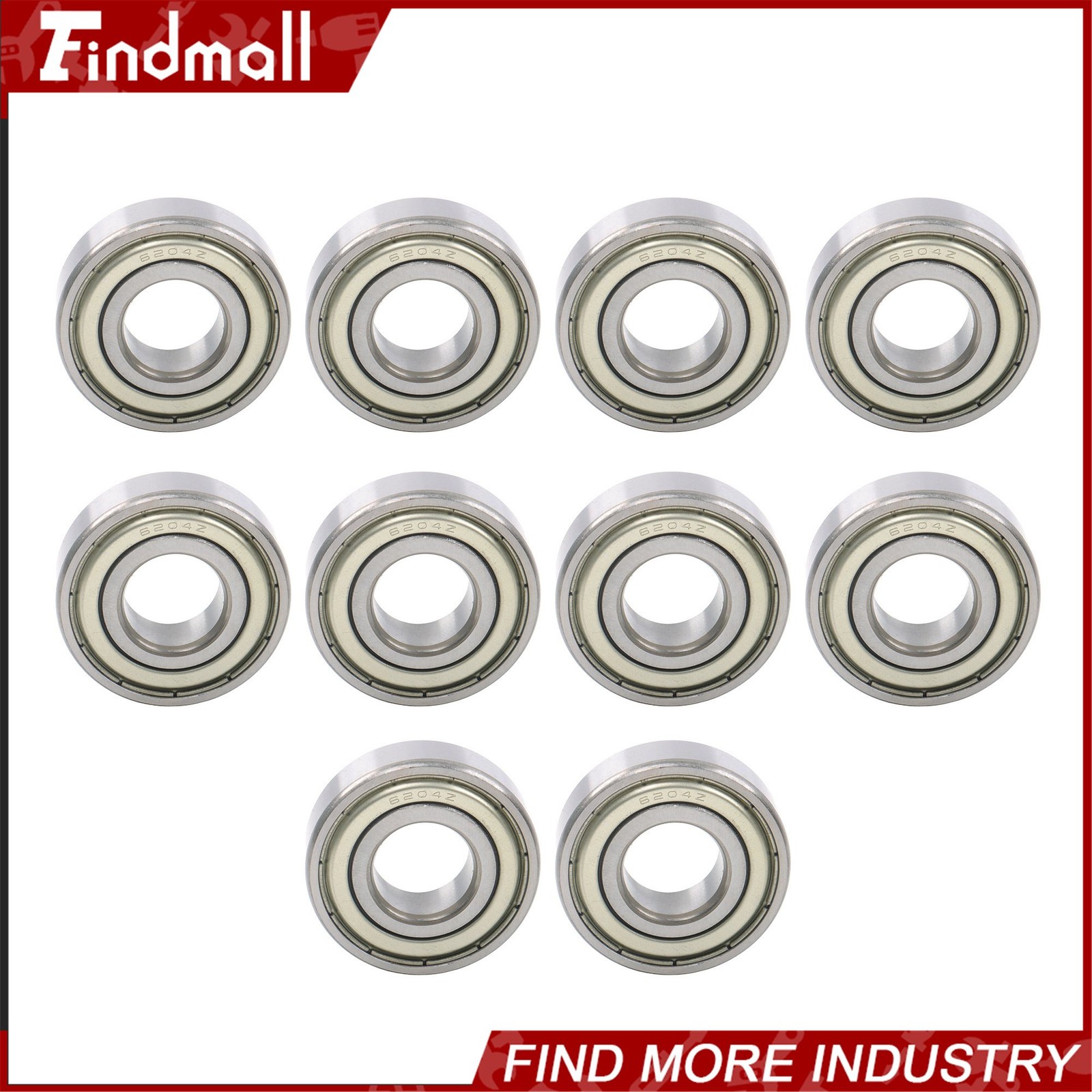 Findmall 10 Pcs 6204 ZZ Bearings 20x47x14mm Metal Shielded Deep Groove